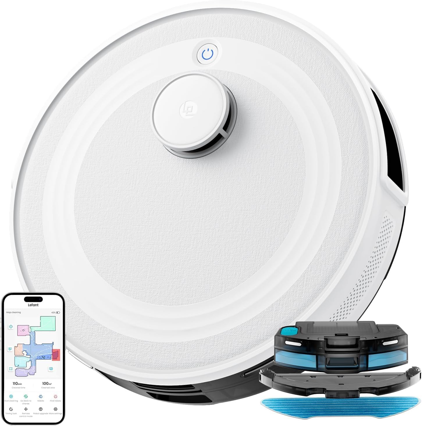 Lefant Robot Aspirateur Laveur Robot 2 en 1 4000Pa,Navigation LiDAR,Cartographie Multi-étage,Zones Virtuelles, Connecté Alexa/APP/WiFi,Idéal pour Poils d'animaux Tapis Sols Durs,M1 Champagne