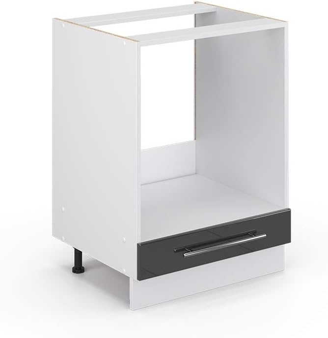 Vicco Meuble pour Four Fame-Line, Blanc Haute Brillance/Blanc, 60 cm avec étagères Ouvertes