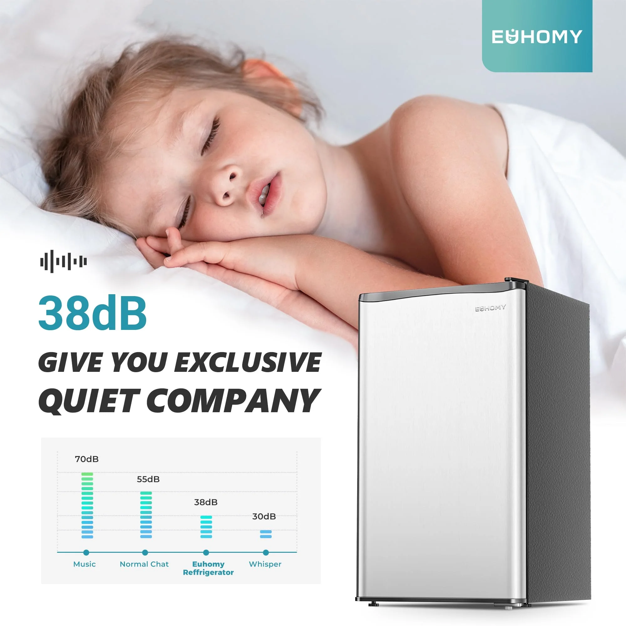 EUHOMY 3.2 Cu.Ft Single Door Mini Fridge with Freezer