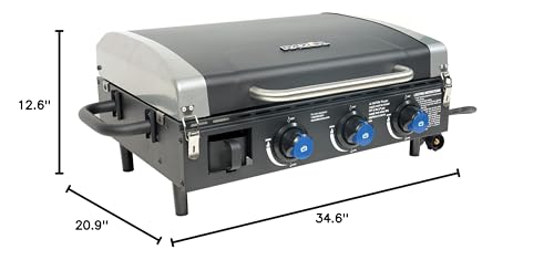 Razor Griddle Gas Grill & Griddle for Backyard Cooking and Camping, Portable Grill with Cart & Side Shelf