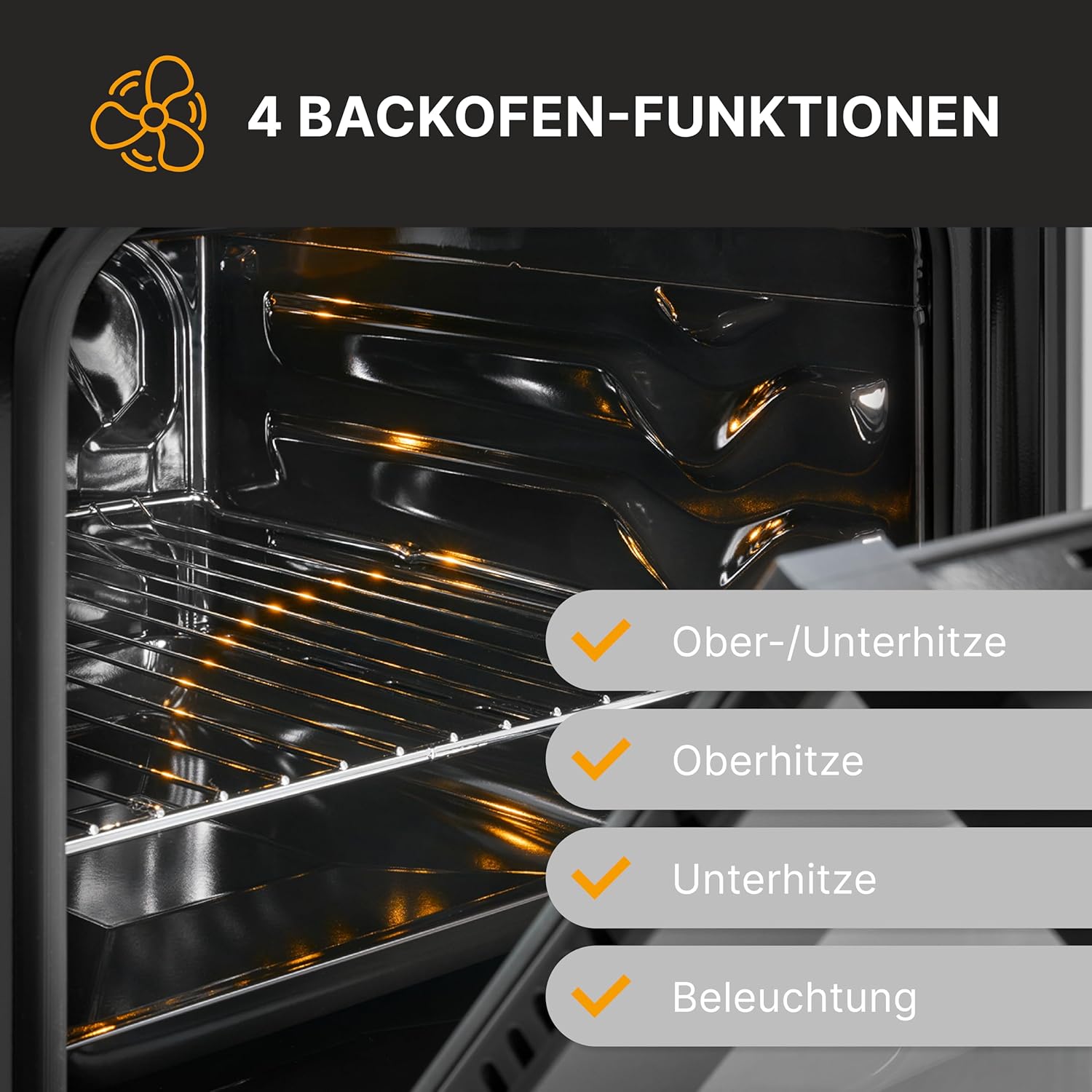 Boman, Cuisinière Electrique 4 plaques et four de 48L, Largeur 50 cm, cuisine avec plaque couvre-feu, allumage manuel, 4 foyers avec commandes, Energie A