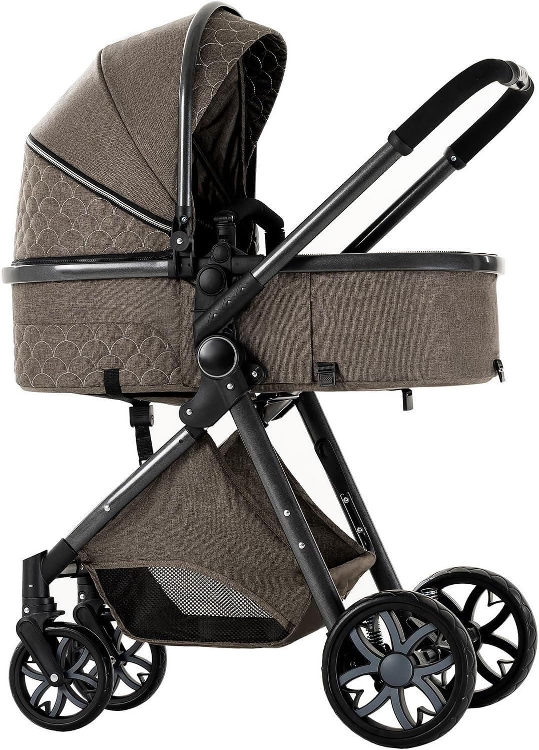 Magic ZC Poussette 3 en 1, Poussette Bebe avec Conception Portable Pliable en Un Clic, Pousette 3 en 1 avec Poussée Réversible Bidirectionnelle, Poussette Trio avec Accessoires (black gold 588)