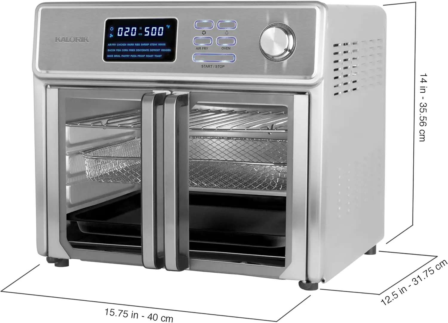 Kalorik MAXX® Digital Air Fryer Oven, 26 Quart, 10-in-1 Countertop Toaster Oven & Air Fryer Combo-21 Presets up to 500 degrees, Includes 9 Accessories & Cookbook