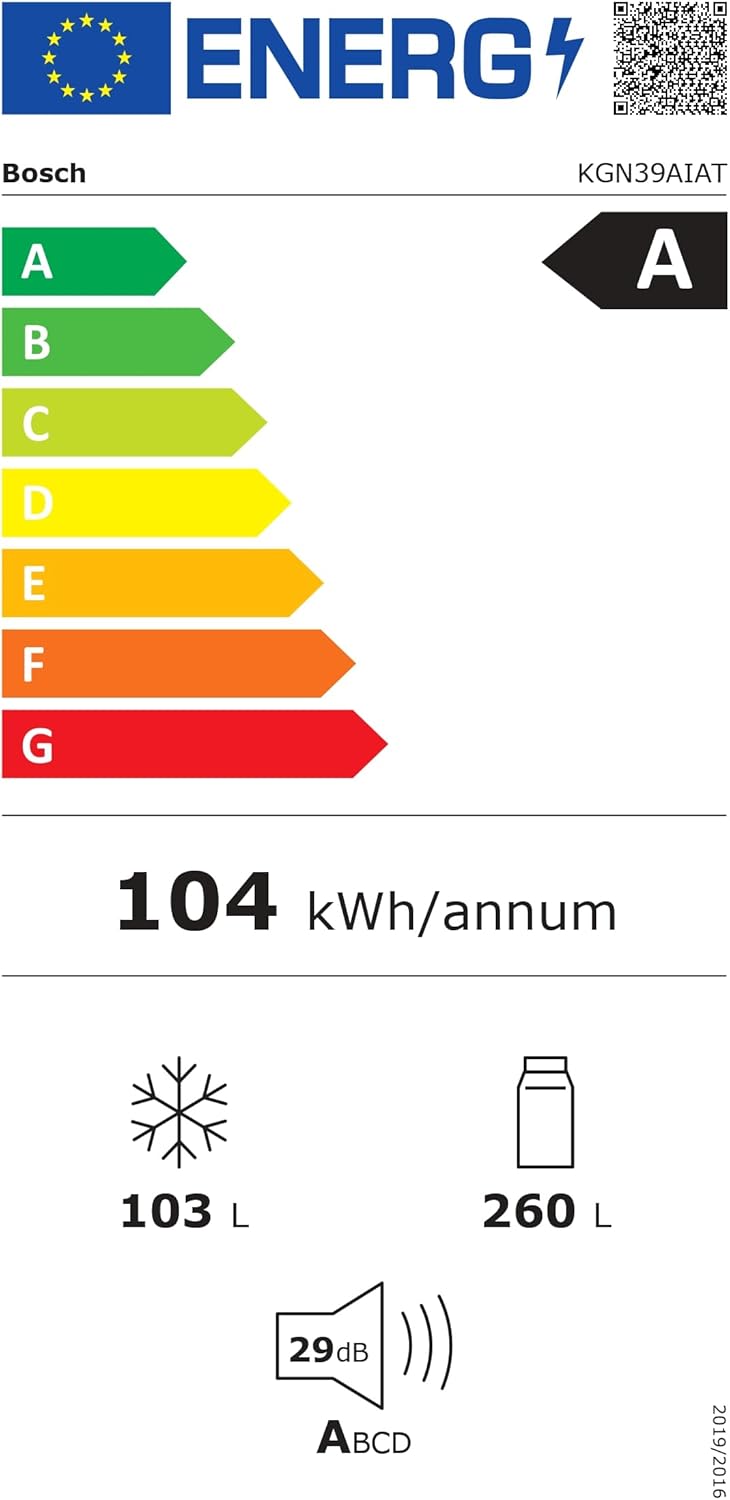 Bosch KGE39ALCA- Série 6, Réfrigérateur combiné pose-libre, 201 x 60 cm, Inox