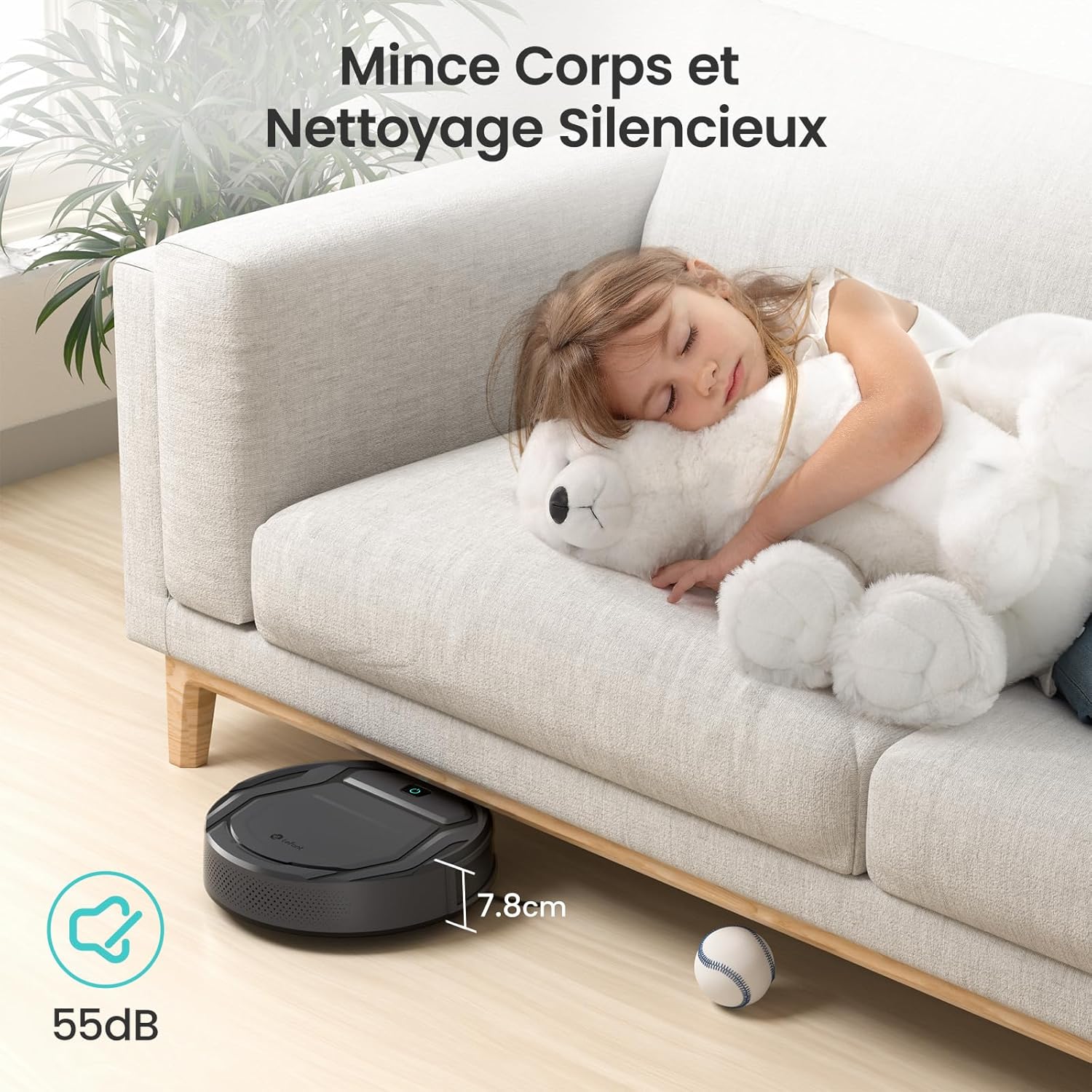 Lefant Aspirateur Robot, Robot Aspirateur 4500Pa Puissance d'Aspiration, Évitement Précis des Obstacles, Anti-Enchevêtrement Idéal pour Les Poils d'animaux, Cheveux et Sols Durs,Contrôle par App/Alexa