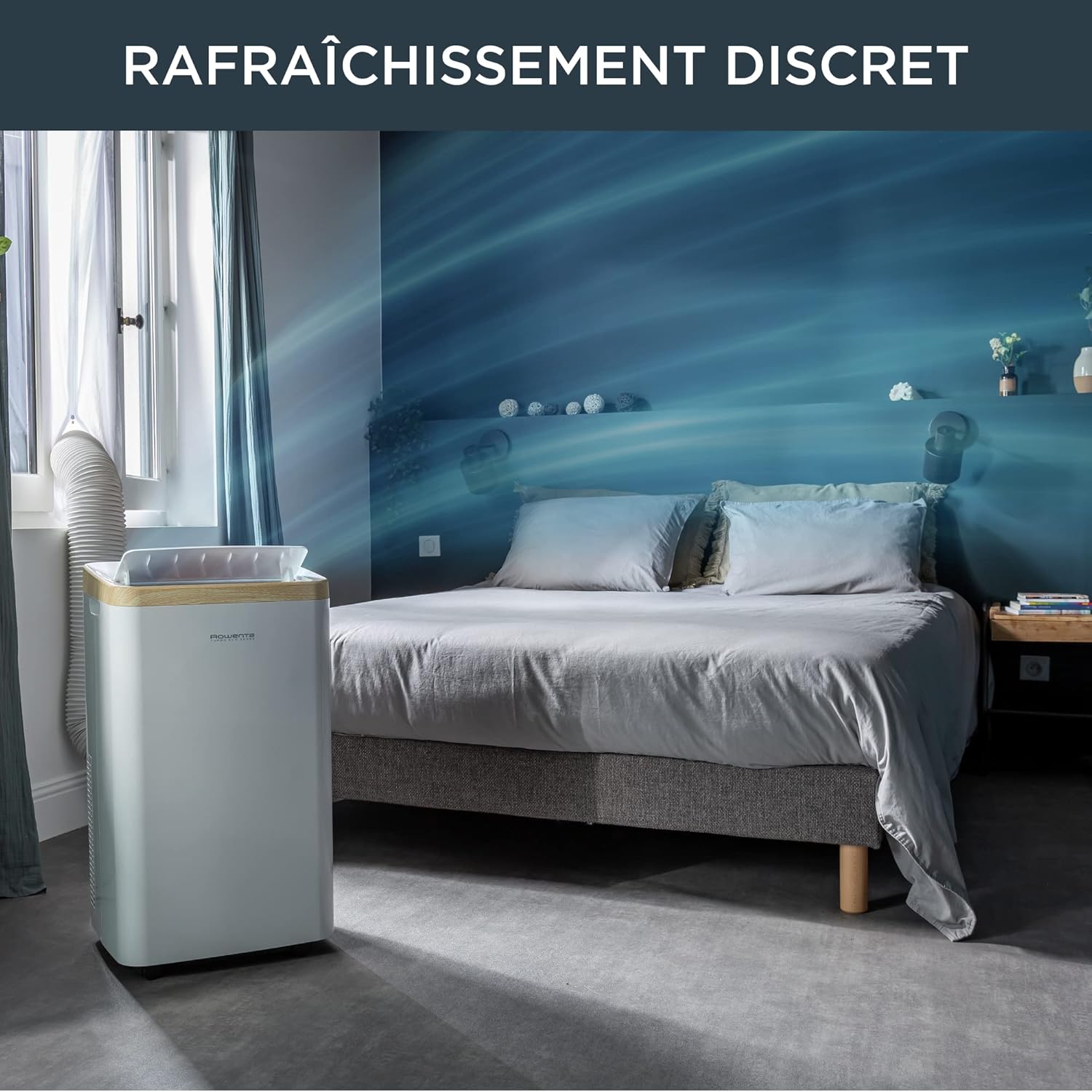 Rowenta Climatiseur portable, 3000 W, Performance énergétique classe A, Refroidissement puissant, Silencieurx, Compact, Couverture jusqu'à 100 m3, Fonction éco, Turbo Eco Sense AU5610F0