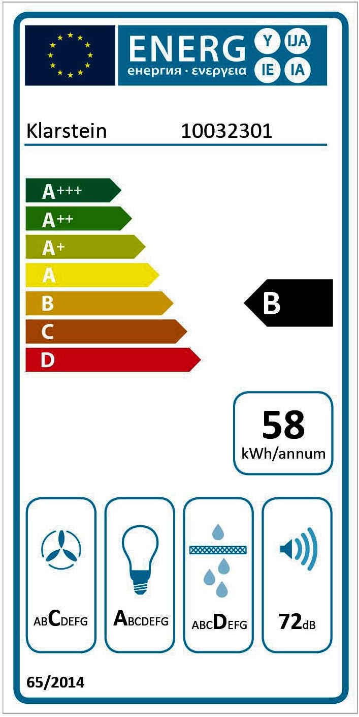 KLARSTEIN Barett - hotte aspirante îlot, hotte aspirante silencieuse Ø 35cm, Puissance Moteur 190W, 560 m³/h Max, 3 Niveaux de Puissance, éclairage LED, INOX - Argent