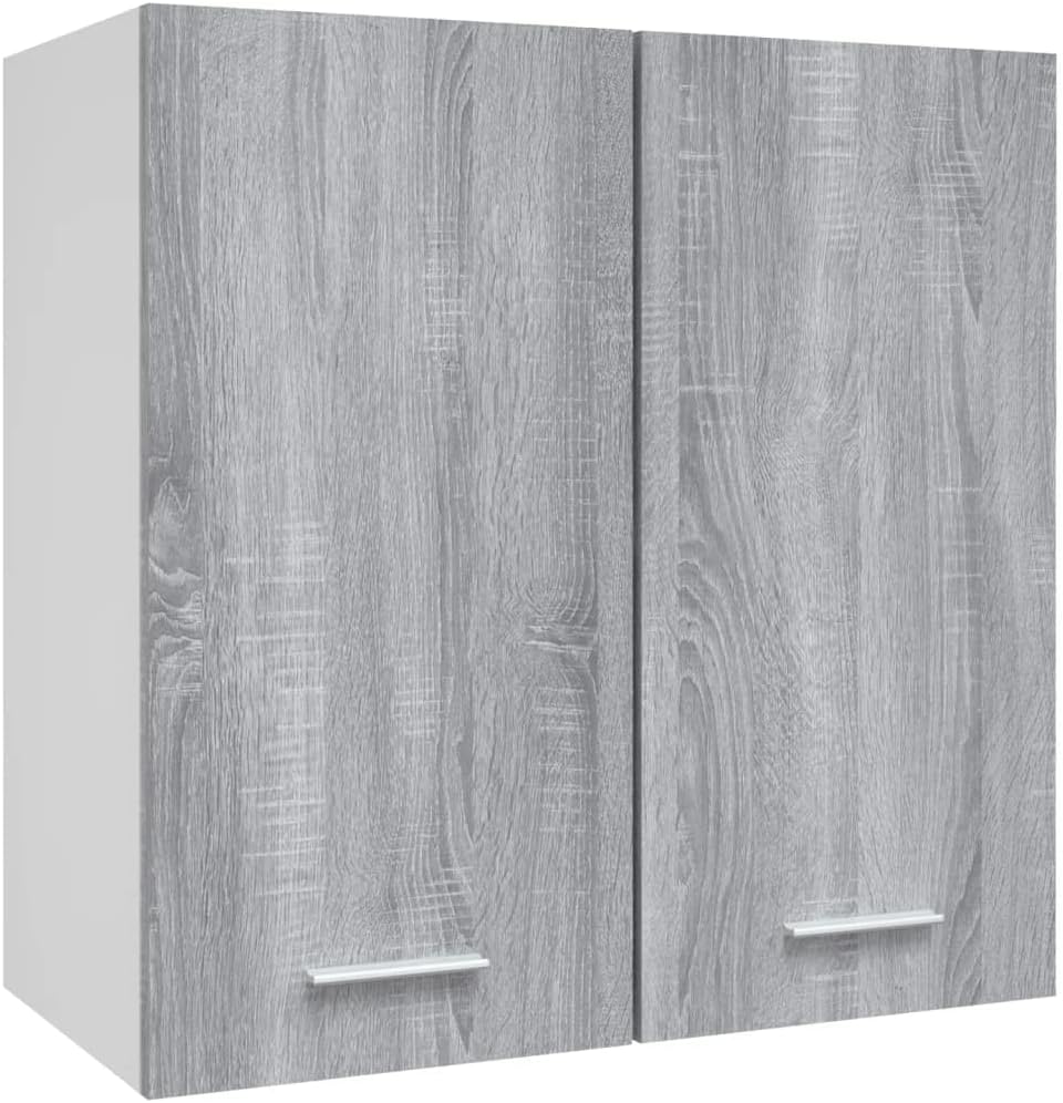 vidaXL Armoire à Micro-Ondes Placard Armoire de Rangement Meubles de Cuisine avec 4 Etagères Intérieur Maison Gris Béton 60x57x207 cm Aggloméré