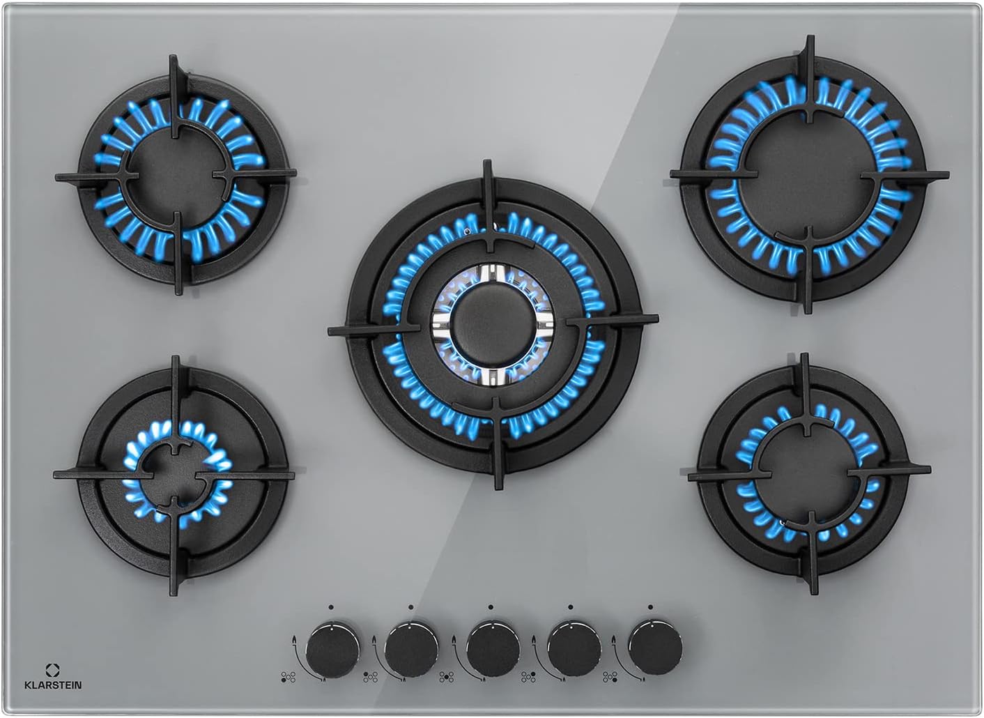 Klarstein Table de Cuisson à Gaz, Plaque de Cuisson Gaz à 4 Brûleurs, Table de Cuisson Electrique à 4 Feux de 8000W, Cuisiniere Gaz, Gaziniere Gaz avec Brûleurs en Acier Inoxydable, Cuisinières GPL
