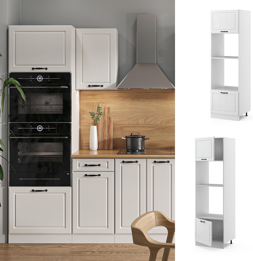 Vicco Armoire Micro-Ondes R-Line, Blanc Campagne/Blanc, 60 cm