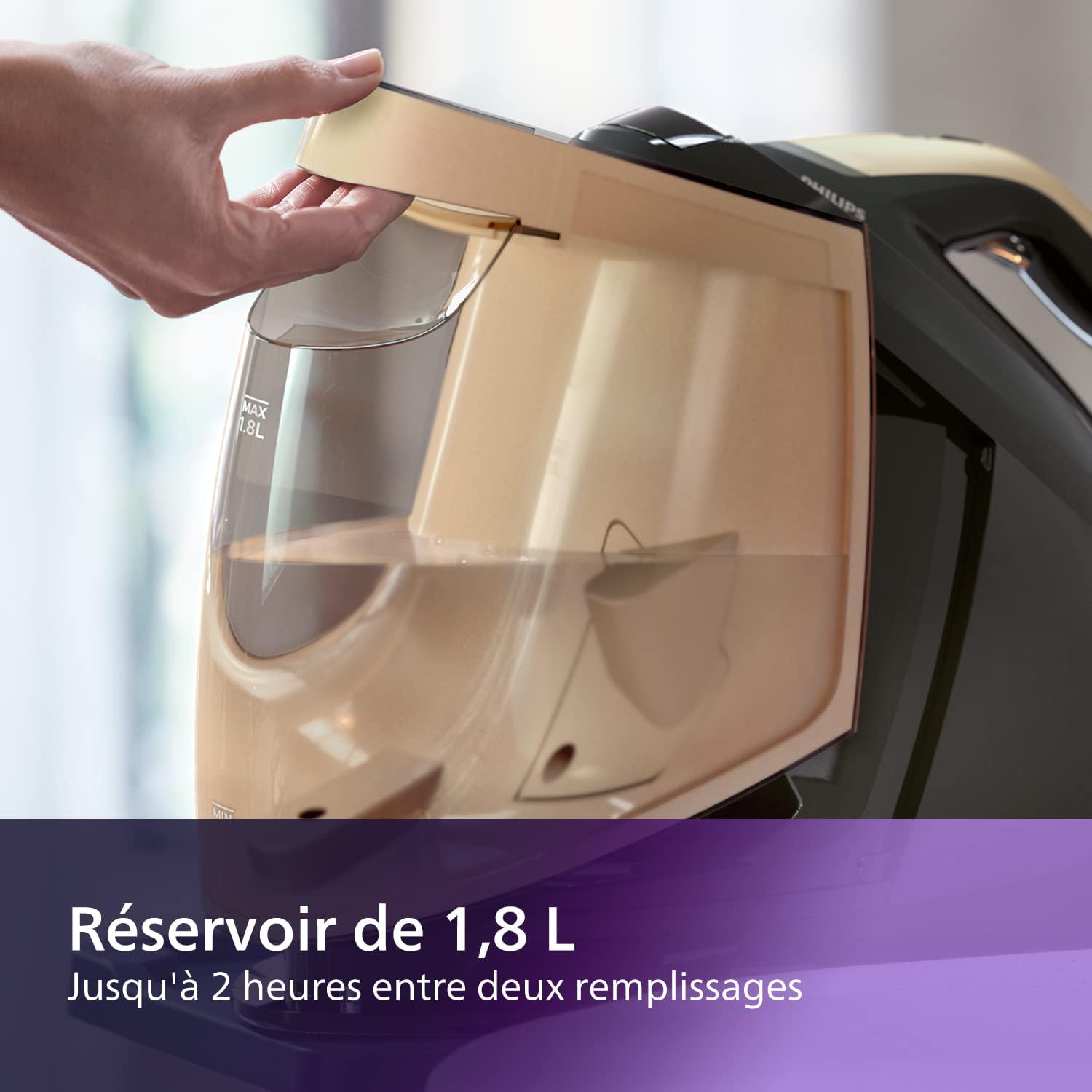 Philips Domestic Appliances PerfectCare Série 8000 PSG8140/80 Centrale Vapeur, sans réglage, Vapeur Automatique, 8,5 Bar, Effet Pressing jusqu'à 700g Noir/Or