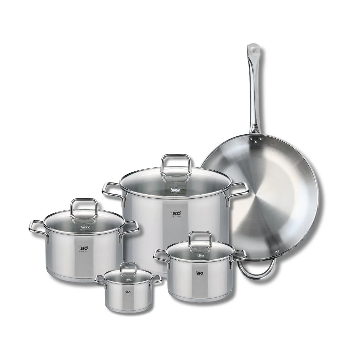 Set de 1 Poêle de cuisson 32 cm et 4 faitouts 12, 16, 20 et 26 cm Elo Profi Citrin Elo
