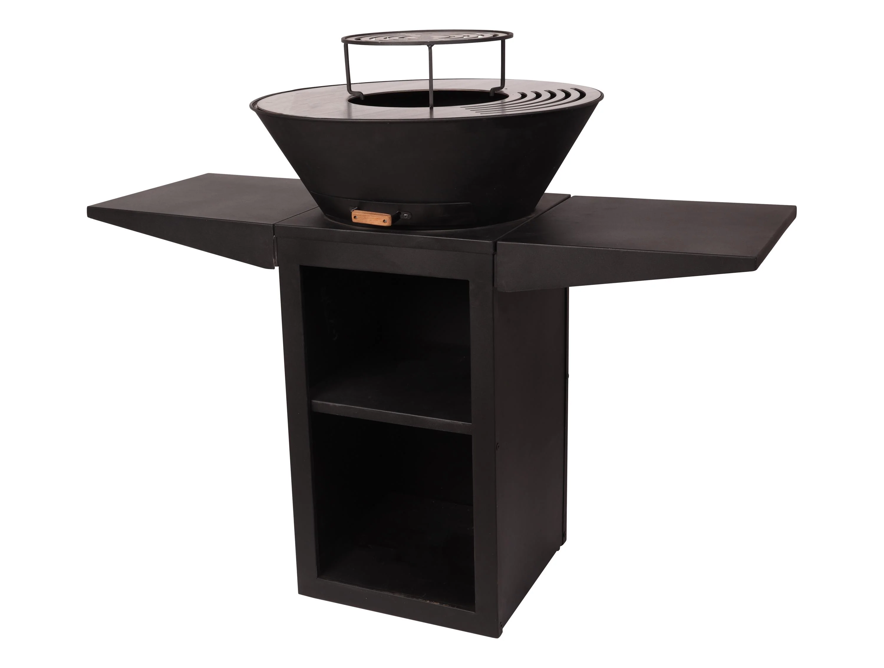 Barbecue avec plaque ronde, grill et support Purline