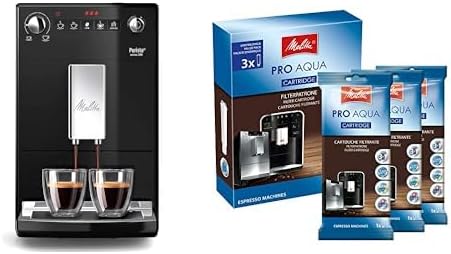 Melitta Purista Argent, Machine à Café à Grains avec Broyeur et Système d'Extraction des Arômes, Silencieuse, Mode 1 à 2 Tasses, Cafetière Expresso 1L, Automatique, F230-101