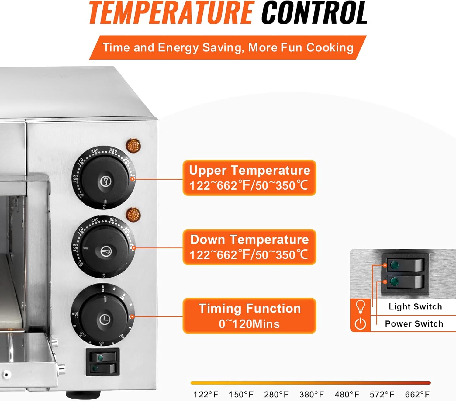 VEVOR Four à Pizza Commercial Capacité 16 po, Four Électrique de Comptoir Double Couche, en Acier Inoxydable, avec Pierre et Poignée, Machine à Pizza d'Intérieur Polyvalente pour Restaurant Maison
