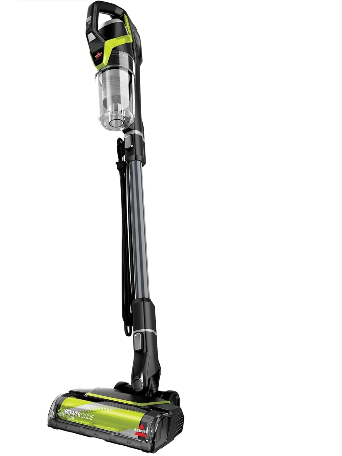BISSELL PowerGlide Slim Corded Vacuum Powerful Pet Hair Pickup on Carpet & Hard Floors Lightweight Swivel Steering 3-in-1 Capabilities with Dusting & Crevice Tool XL Tank 3070, Black & Green