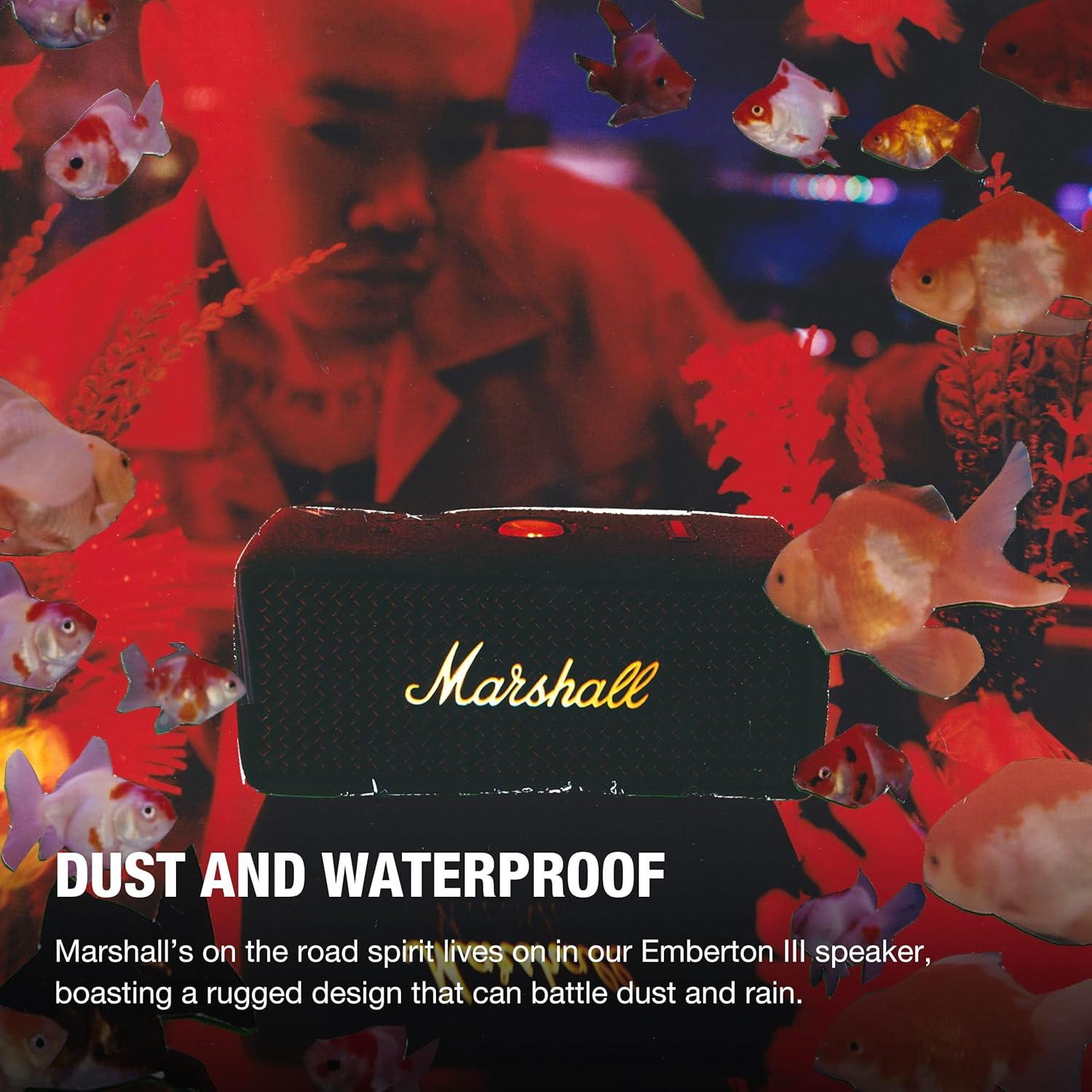 Marshall Emberton III Enceintes Bluetooth Portables, sans Fil, IP67 Résistant à la Poussière et à l'eau, Plus de 32 Heures de Lecture, Charge Rapide - Noir & Laiton