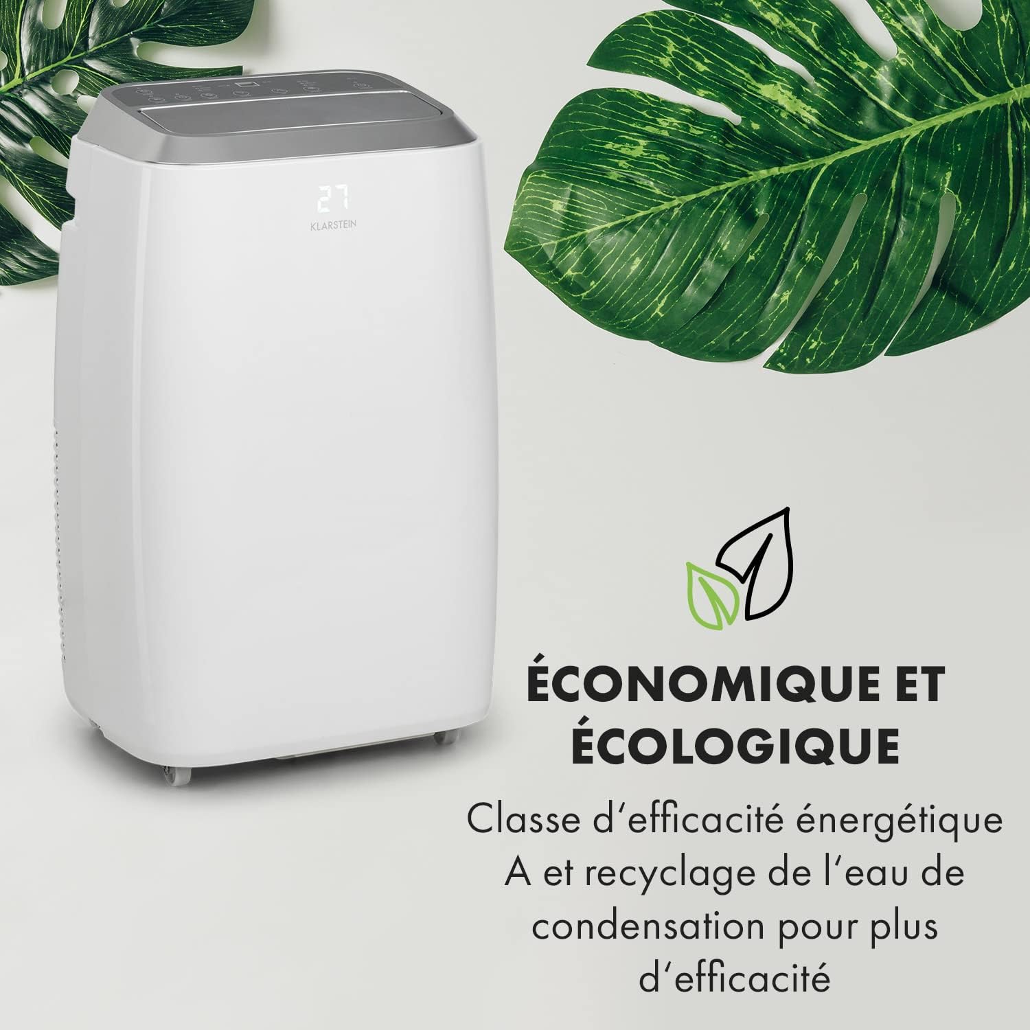 Klarstein Climatiseur Mobile Silencieux, Climatiseur 3 en 1, Mode Nuit, Déshumidificateur, Ventilateur, Mini Climatisation à Faible Conso, Evacuation, Clim Portable, Puissante, 12000 BTU, Climatiseurs