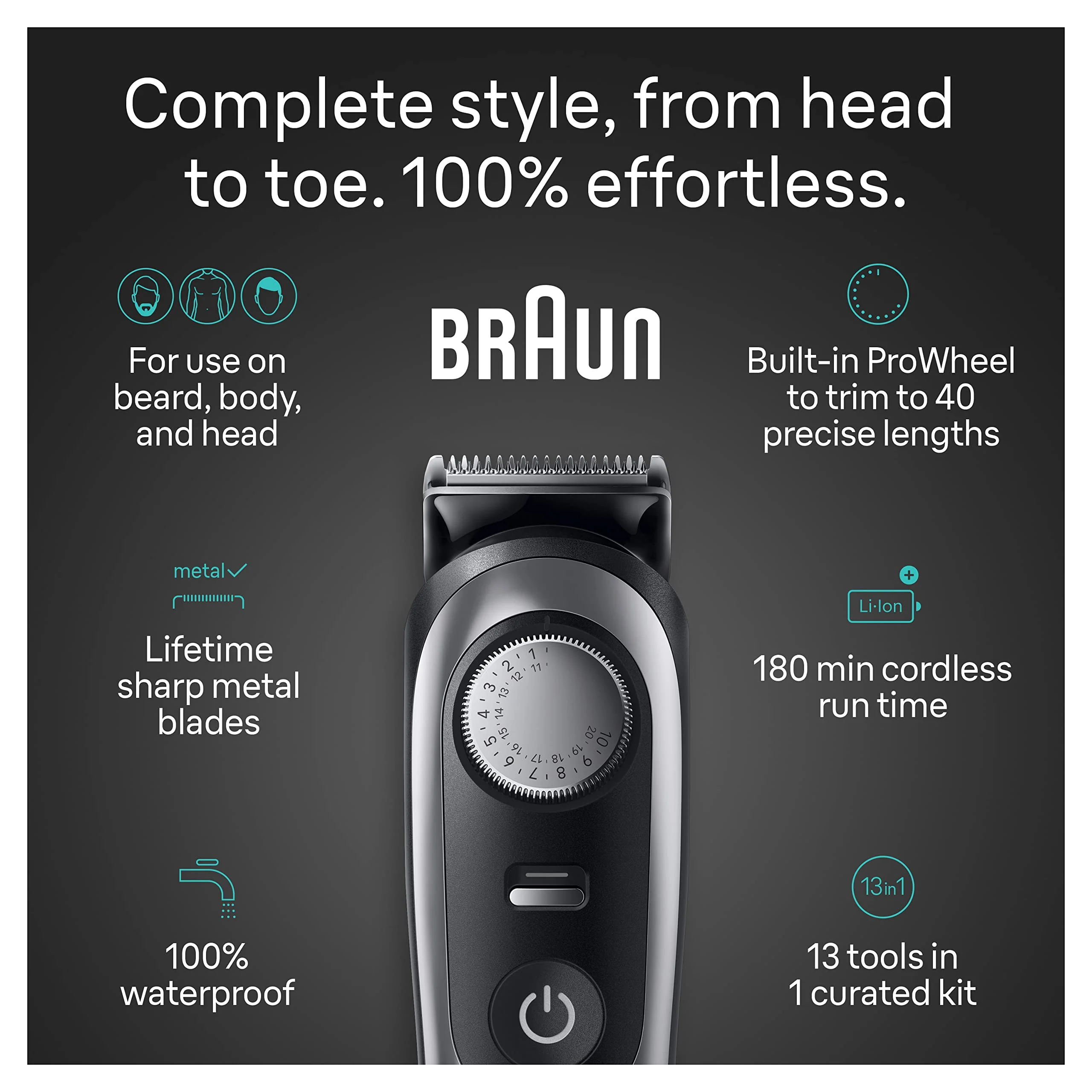 Braun All-in-One Style Kit Series, 13-in-1 Trimmer for Men