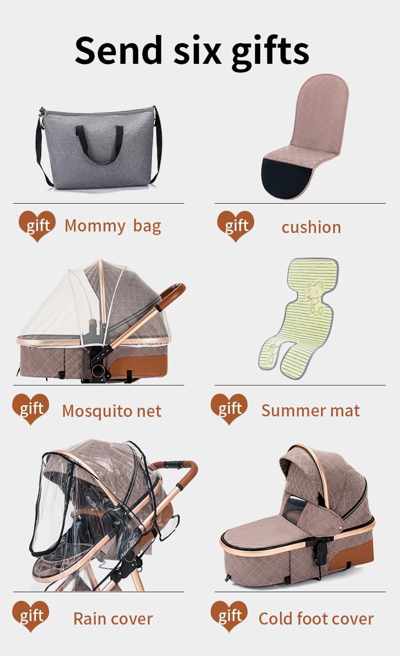 YAZOCO Poussettes 3 en 1 Citadines Poussettes Combinées Poussette Tricycle Baby Walker Poussette Haute Paysage Poussettes Pliantes Trolley Bébé Landau pour 0-36 (1 Noir)