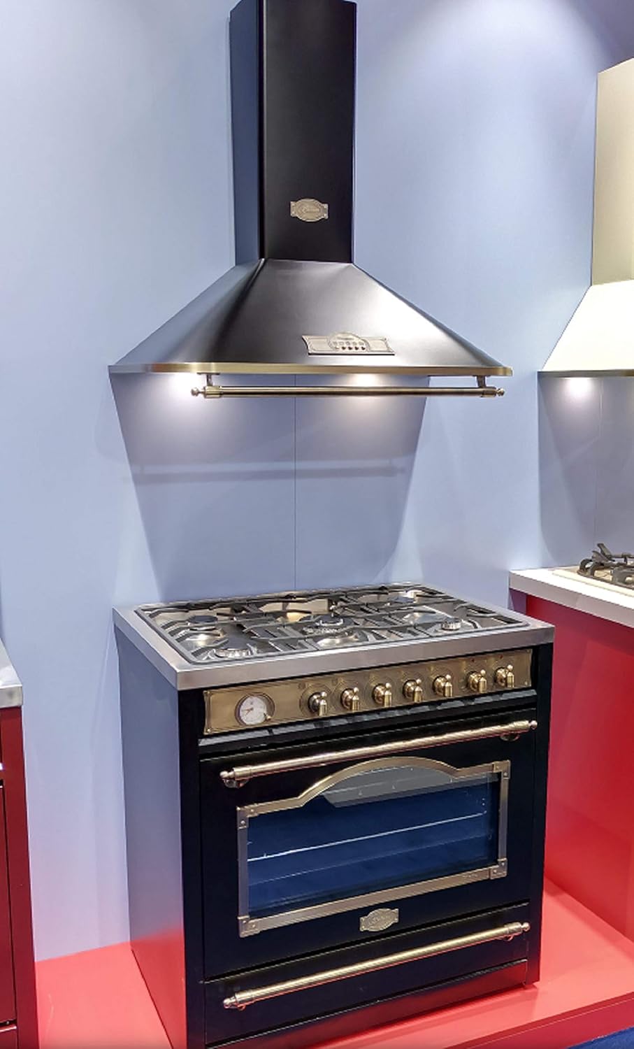 Kaiser HGE 93555 Em Gaz Electrique Cuisinière 90cm/Four électrique/Cuisinière/115L / Plaque de cuisson au gaz/ 4,5 Kw WOK/ 8 fonctions/Autonettoyage/Gaz naturel et propane possibles/Qualité de luxe