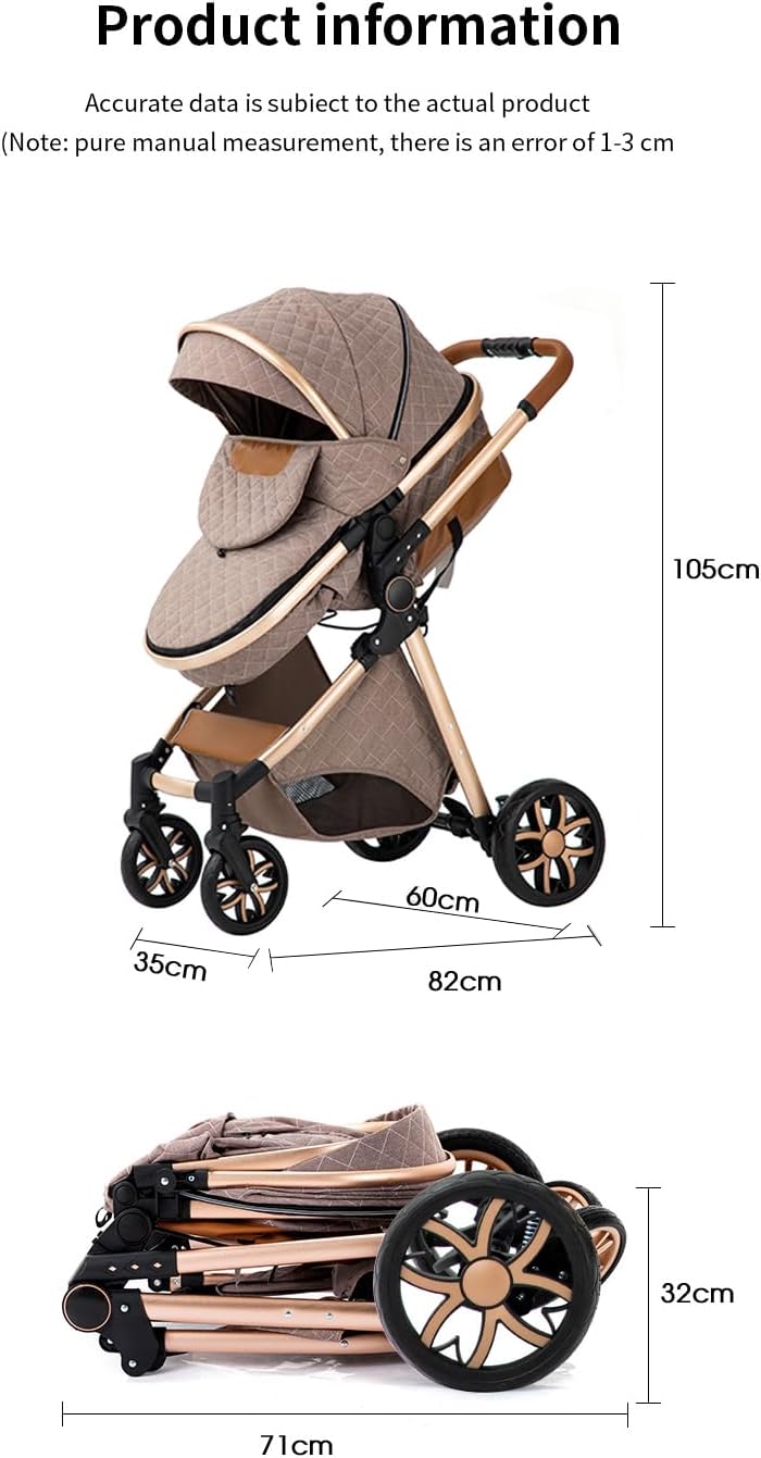 YAZOCO Poussettes 3 en 1 Citadines Poussettes Combinées Poussette Tricycle Baby Walker Poussette Haute Paysage Poussettes Pliantes Trolley Bébé Landau pour 0-36 (1 Noir)