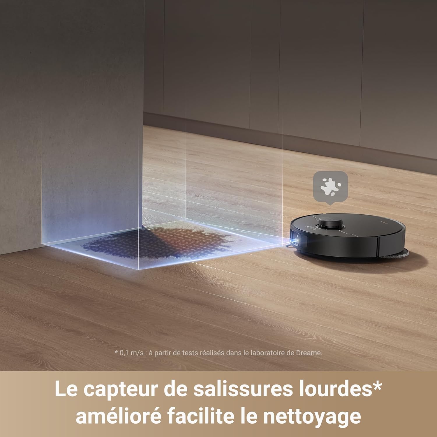 DREAME X40 Ultra Complete Robot Aspirateur avec Serpillière amovible et relevable, Brosse latérale surélevée,12 000 Pa,Serpillière et la Plaque de lavage avec de l'eau chaude à 70 C,Brosses relevables