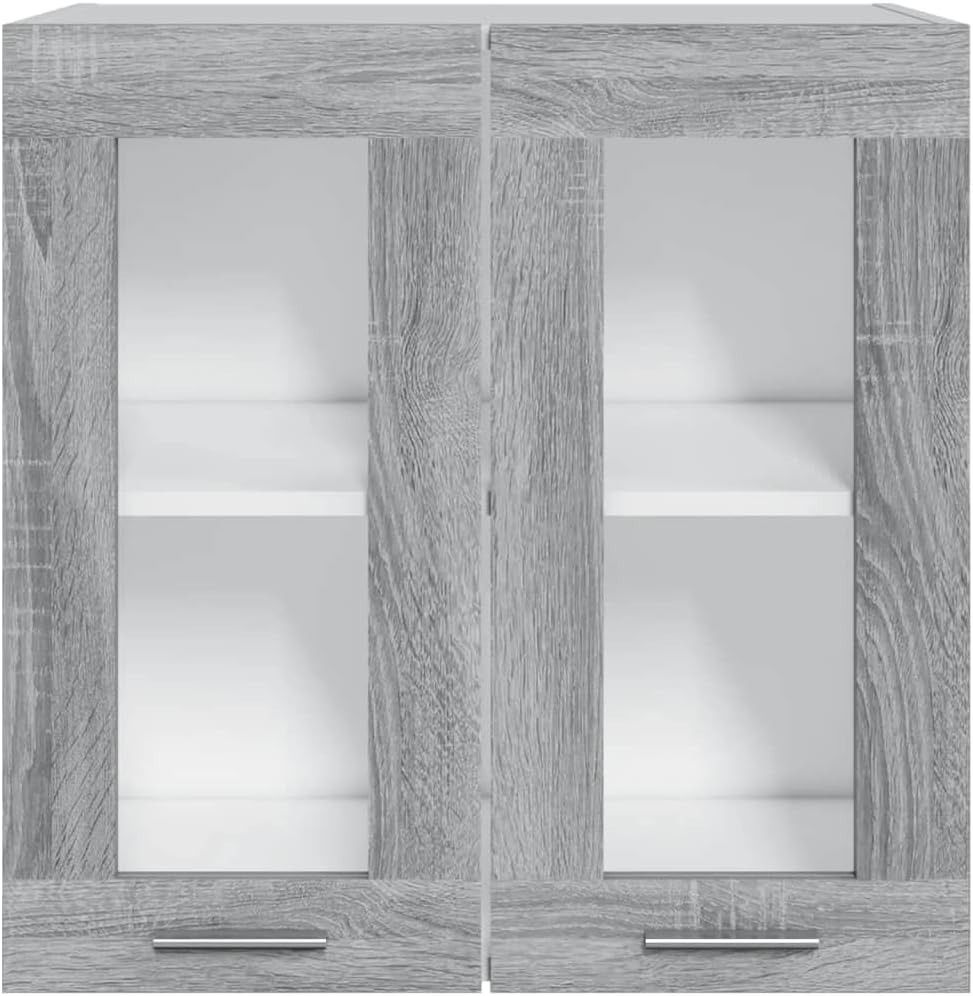 vidaXL Armoire à Micro-Ondes Placard Armoire de Rangement Meubles de Cuisine avec 4 Etagères Intérieur Maison Gris Béton 60x57x207 cm Aggloméré