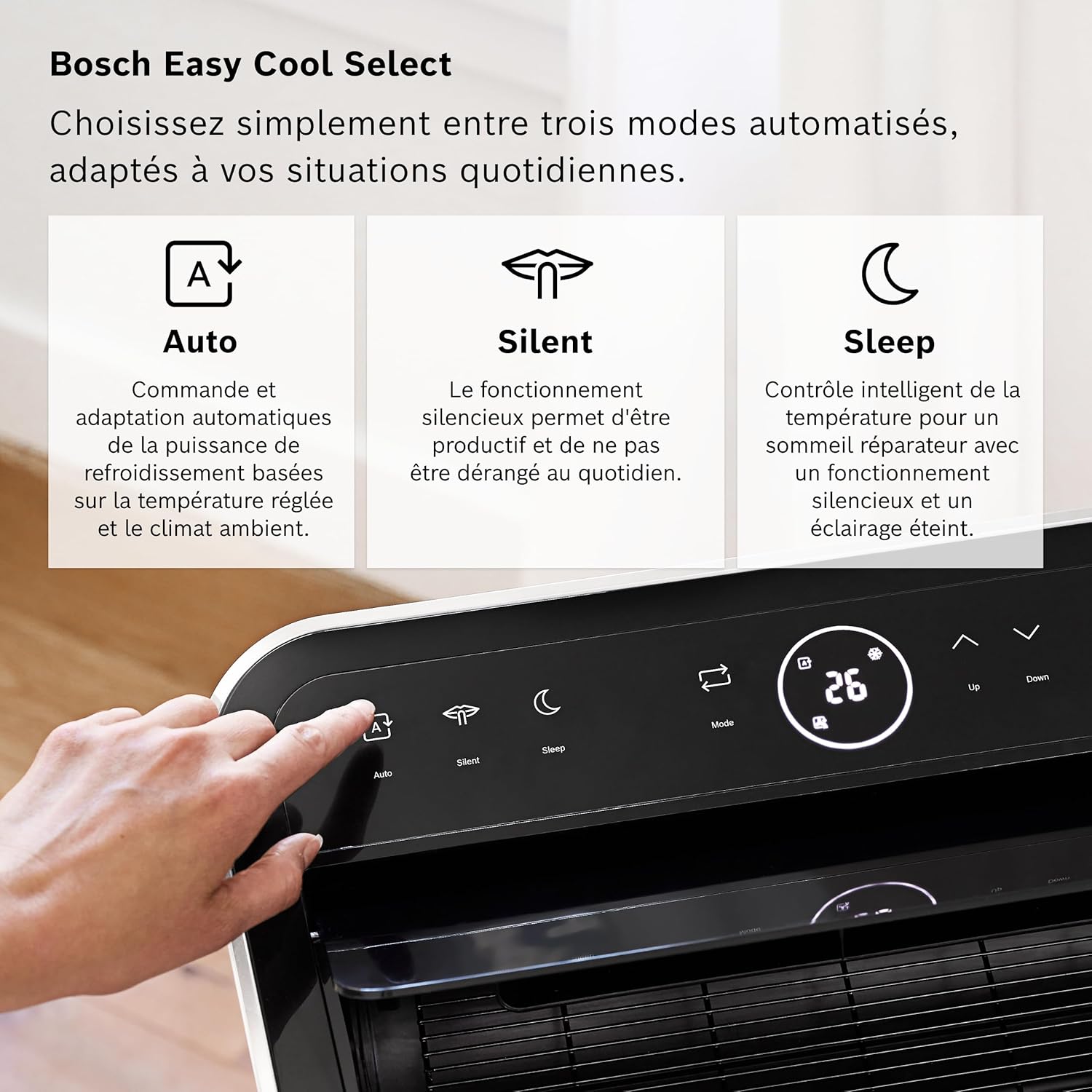 Bosch Cool 5000 Portable AC - 3 en 1 : Climatiseur, Déshumidificateur, Ventilateur - 3,5kW, PAC pour les pièces jusqu'à 35m² - Avec mode automatique, mode silencieux et mode veille