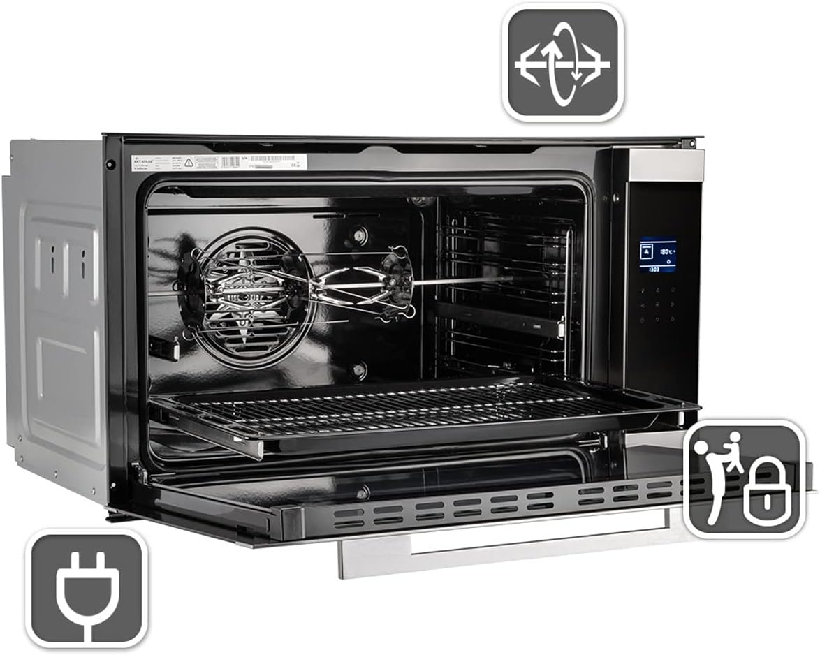 Four encastrable 90 cm / 96L / 3,4kW / Rôtisserie/Fonction pizza/Gril/Circulation de l'air/Air chaud/Tiroirs télescopiques / EB9105ED