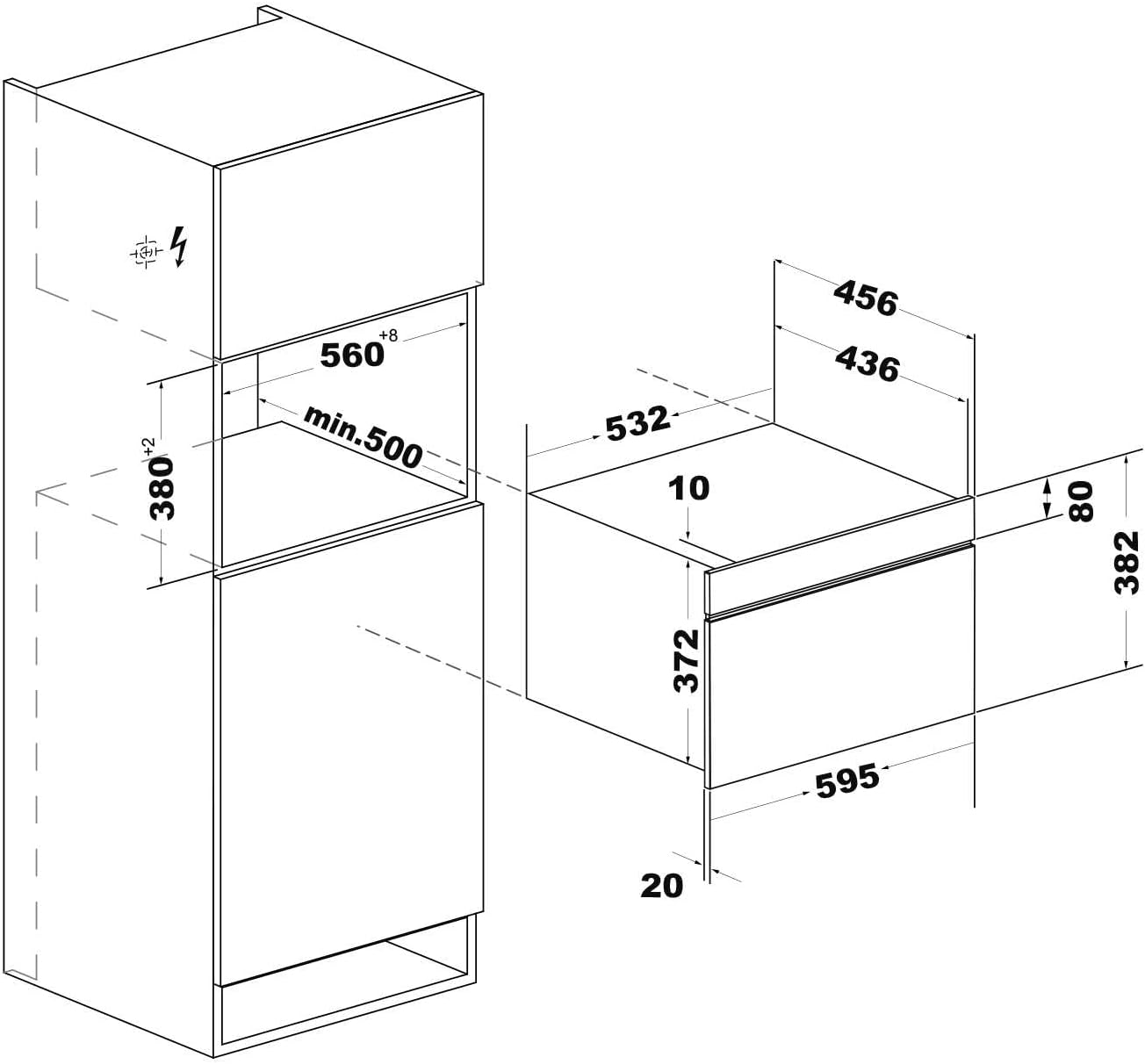 Cecotec Four à micro-ondes encastrable 60x45cm Bolero Hexa MW703800 Glass Grey. 1450W, 34L, fonction micro-ondes, mode grill, décongélation, menu automatique, cuisson rapide, minuterie électronique