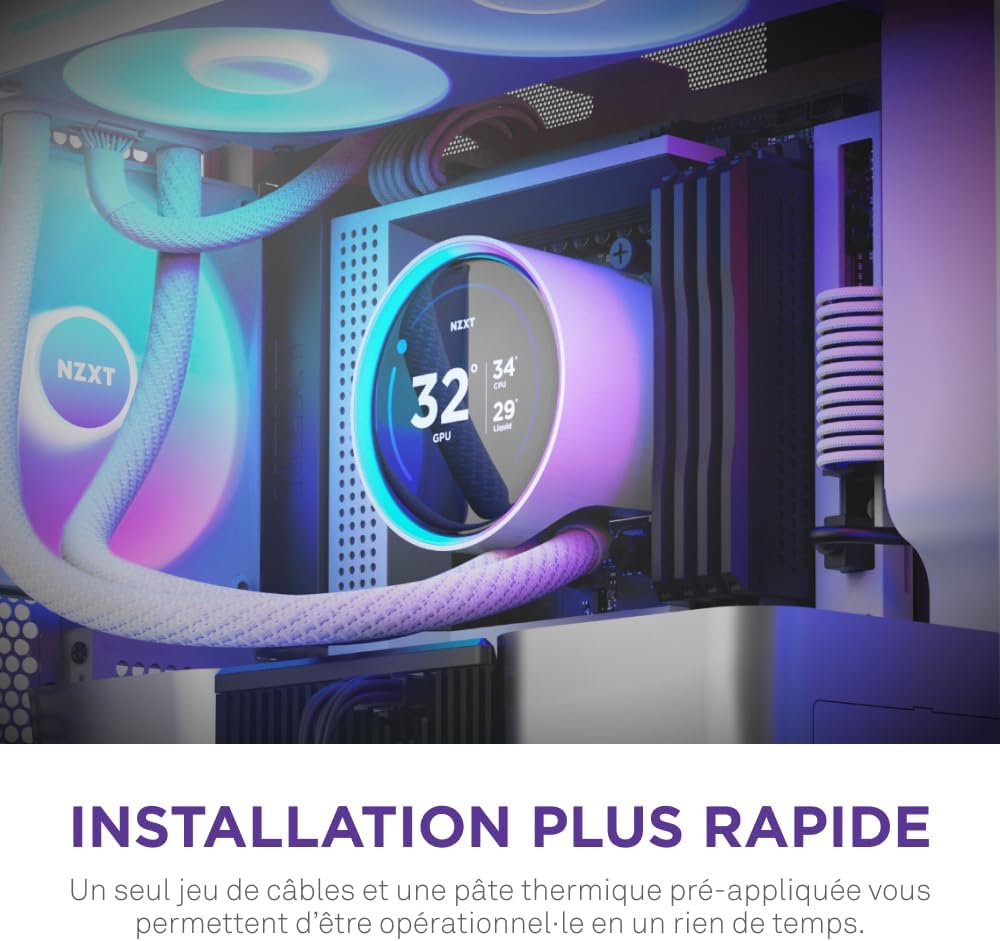 NZXT Kraken Elite 280 RGB - Refroidisseur de liquide CPU AIO - Radiateur 280mm - Ventilateur F280 RGB - IPS LCD 2,72 personnalisable - Turbine Pump - LGA 1700 1200 115X 1851 / AM5 AM4 - Noir