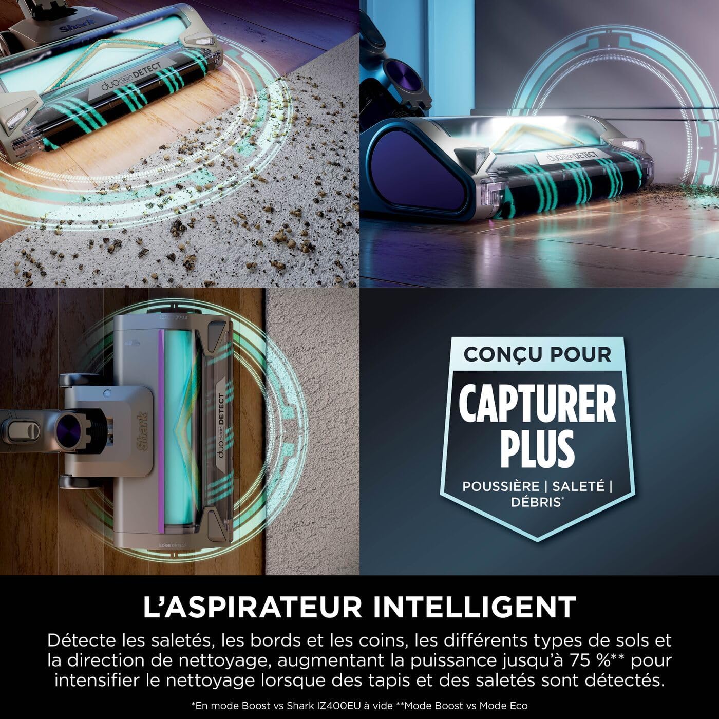 Shark Clean & Empty Aspirateur sans fil, système vidange automatique, aspirateur léger anti-poils avec outils animaux et interstices, autonomie 40 minutes, station de chargement, blanc/bleu, BU3521EU