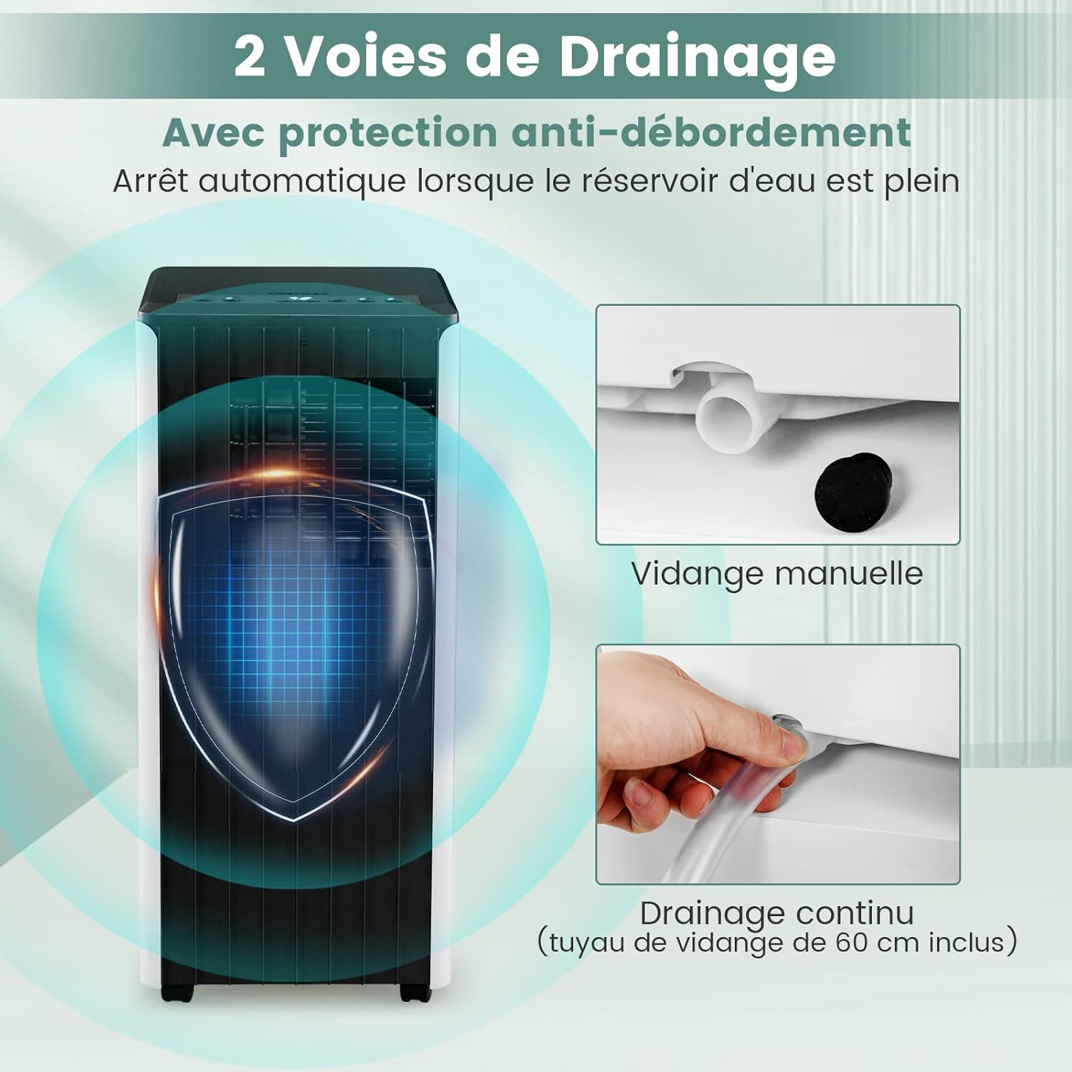 COSTWAY Climatiseur Mobile Silencieux 16000BTU, 5 EN 1,Refroidissement,Chauffage,Ventilateur,Déshumidificateur,Mode Nuit,Climatisation Rapide,Clim Mobile