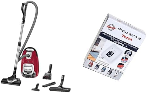 Rowenta Silence Force Aspirateur avec Sac Silencieux, Performant, Capacité 4,5 L & Lot de 4 Sacs Hygiène+, Compatibles avec Les aspirateurs traineau Compact Power, Power XXL