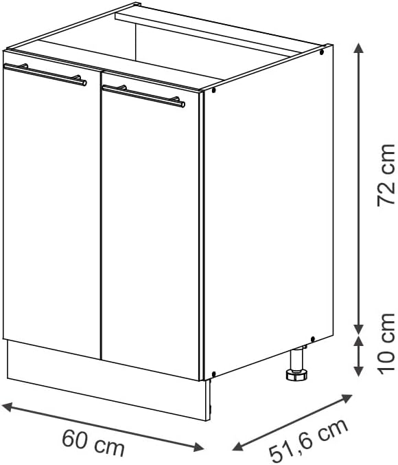 Vicco Meuble pour Four Fame-Line, Blanc Haute Brillance/Blanc, 60 cm avec étagères Ouvertes