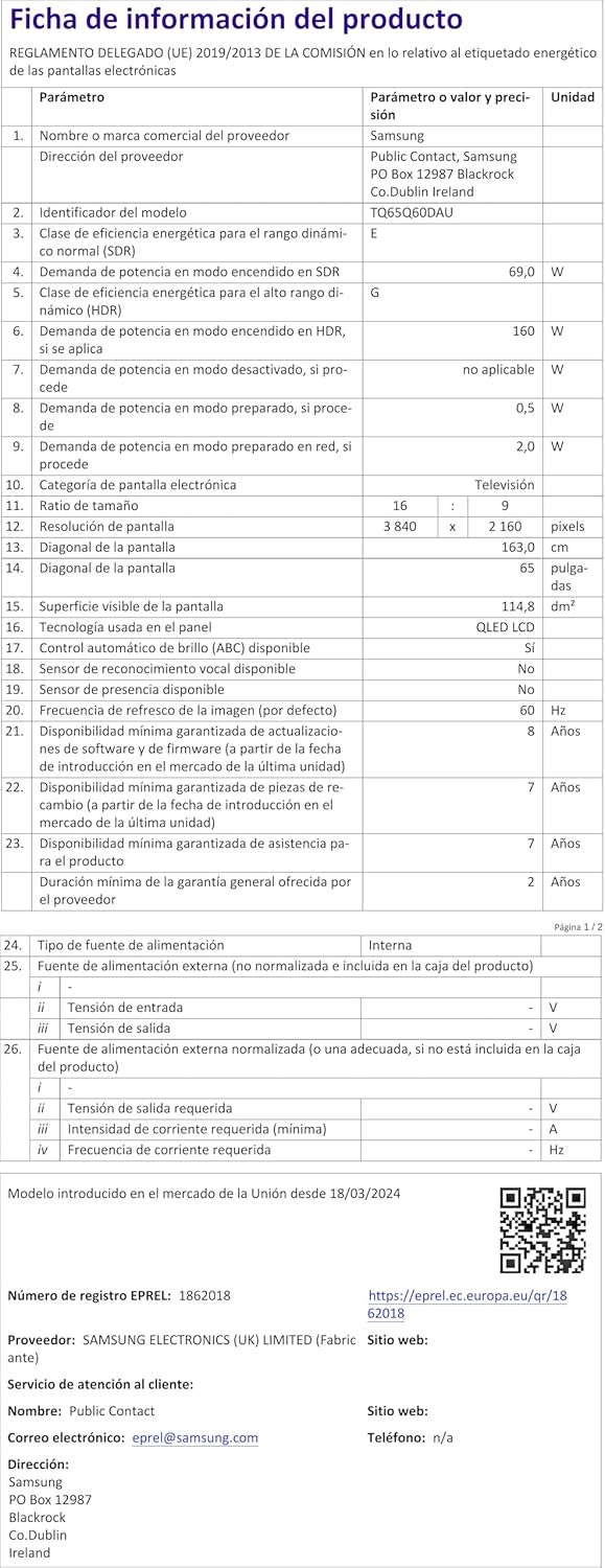 Samsung Téléviseur TQ85Q60D 85 (85 Pouces) QLED 4K Smart TV 2024