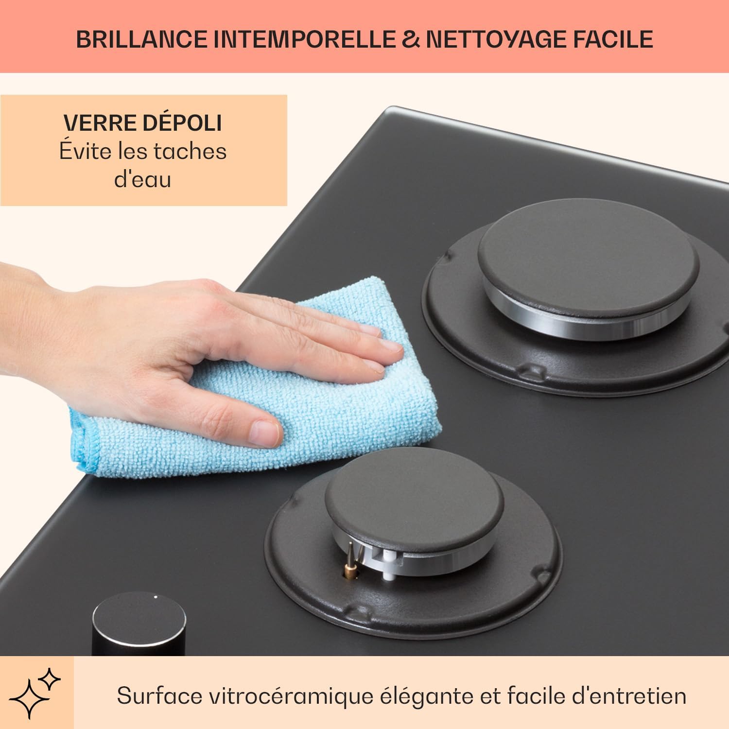 Klarstein Table de Cuisson à Gaz, Plaque de Cuisson Gaz à 4 Brûleurs, Table de Cuisson Electrique à 4 Feux de 8000W, Cuisiniere Gaz, Gaziniere Gaz avec Brûleurs en Acier Inoxydable, Cuisinières GPL