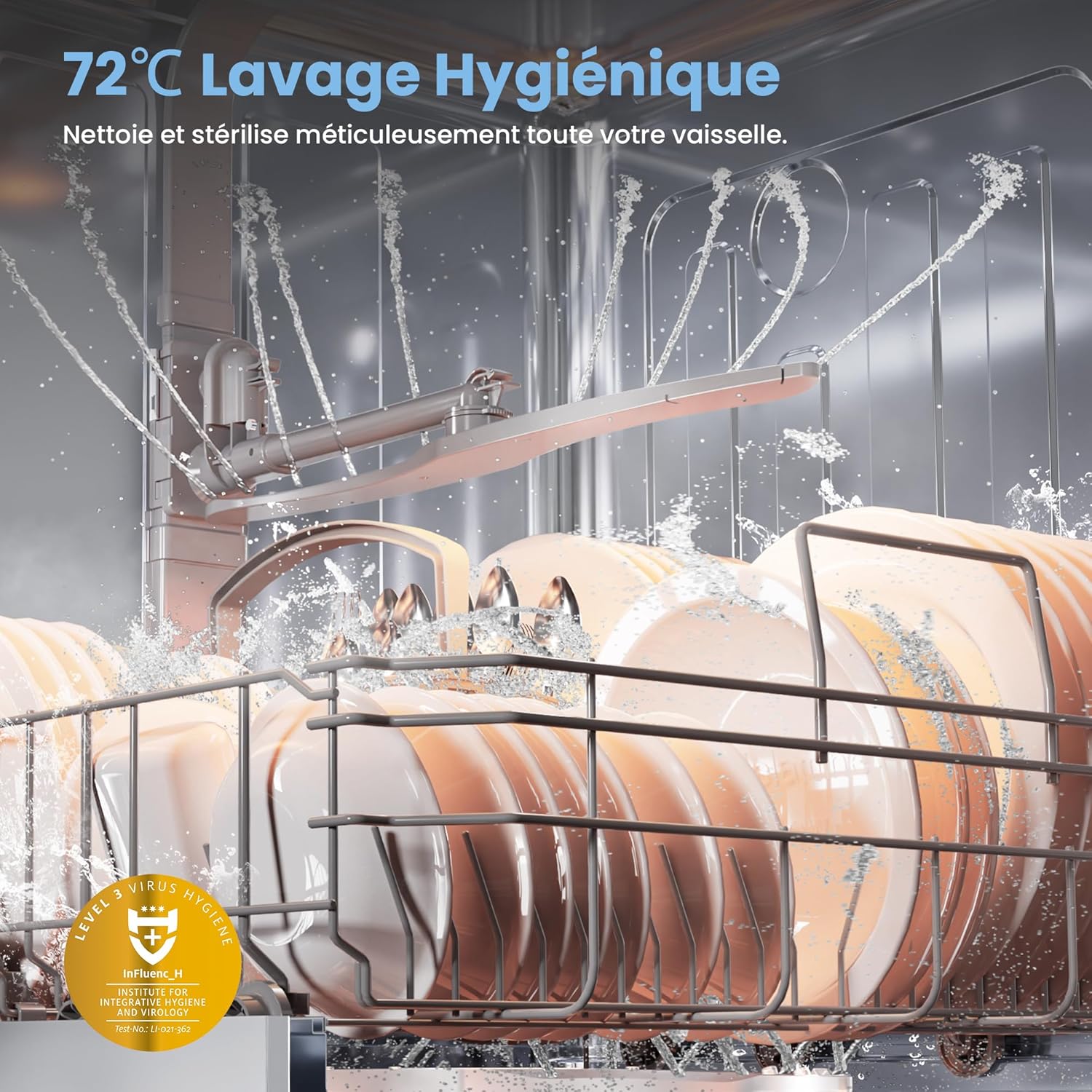 COMFEE' CDWPF1201PS Lave-vaisselle Pose Libre, 60 cm, 12 couverts, départ différé, fonction demi-charge, paniers flexibles - Acier Inoxydable, 49 dB, Commande Bouton