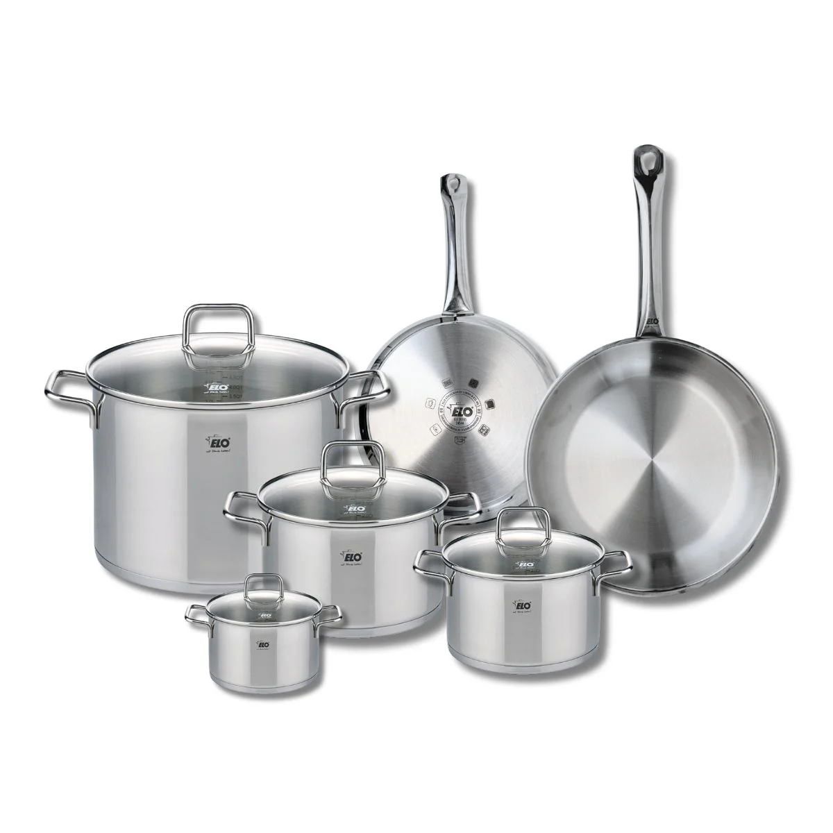 Ensemble de 2 Poêles de cuisson 24 et 28 cm et 4 faitouts 12, 16, 20 et 26 cm Elo Profi Citrin Elo