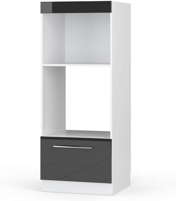 Vicco Meuble pour Four Fame-Line, Blanc Haute Brillance/Blanc, 60 cm avec étagères Ouvertes