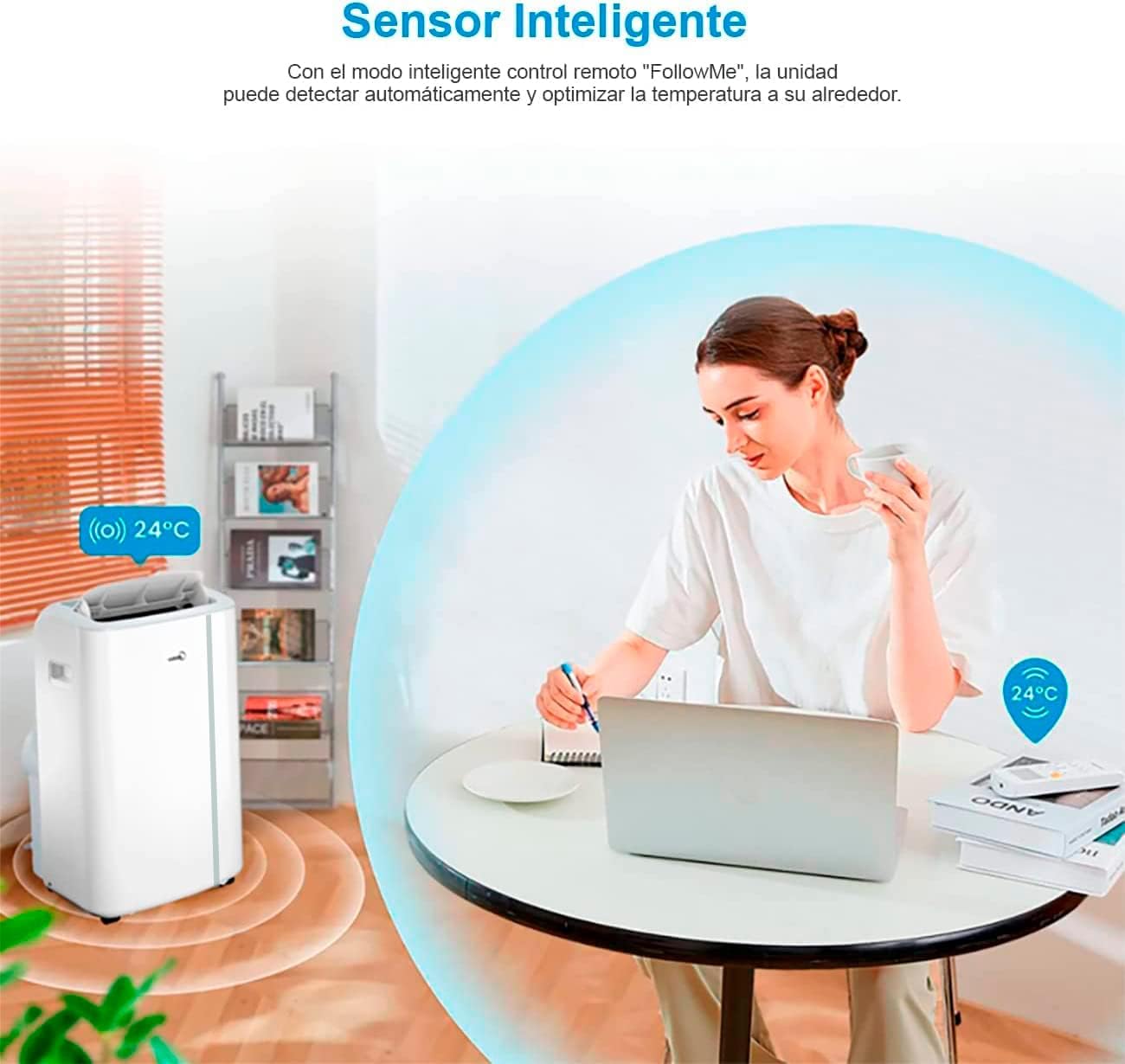 MIDEA Climatiseur Mobile Silencieux 12000 BTU avec Évacuation - Climatisation Portable Prêt à Poser 3500W - Clim Réversible Split Mobile - 3 Vitesses avec Kit de Fenêtre et Télécommande