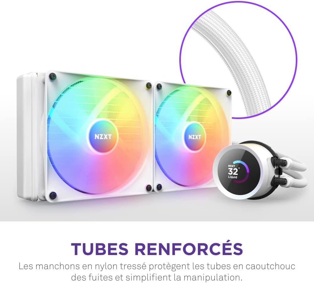 NZXT Kraken Elite 280 RGB - Refroidisseur de liquide CPU AIO - Radiateur 280mm - Ventilateur F280 RGB - IPS LCD 2,72 personnalisable - Turbine Pump - LGA 1700 1200 115X 1851 / AM5 AM4 - Noir