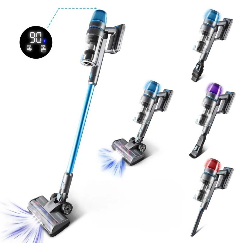 Aspirateur Balai Sans Fil Digital bleu et gris 450w F45 Vortex