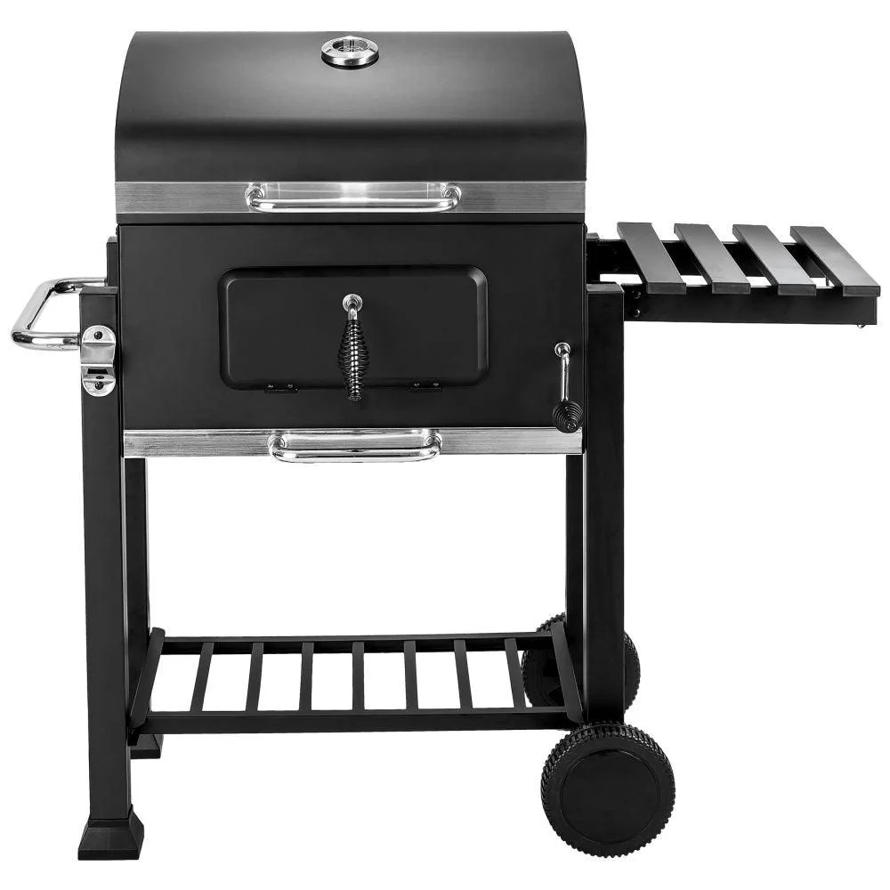 Barbecue à charbon de bois 3 en 1 avec thermomètre avec grille à hauteur réglable noir 1508003