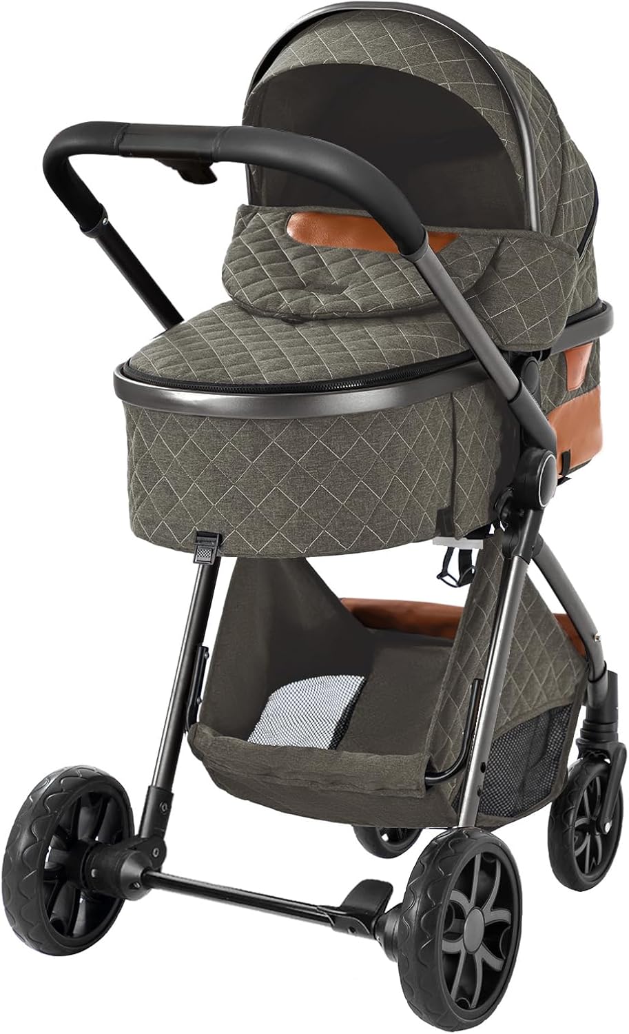 NADDLILY Poussette 3 en 1, Poussette Bebe avec Conception Portable Pliable en Un Clic, Pousette 3 en 1 avec Poussée Réversible Bidirectionnelle, Poussette Canne avec Accessoires (V9 Black)