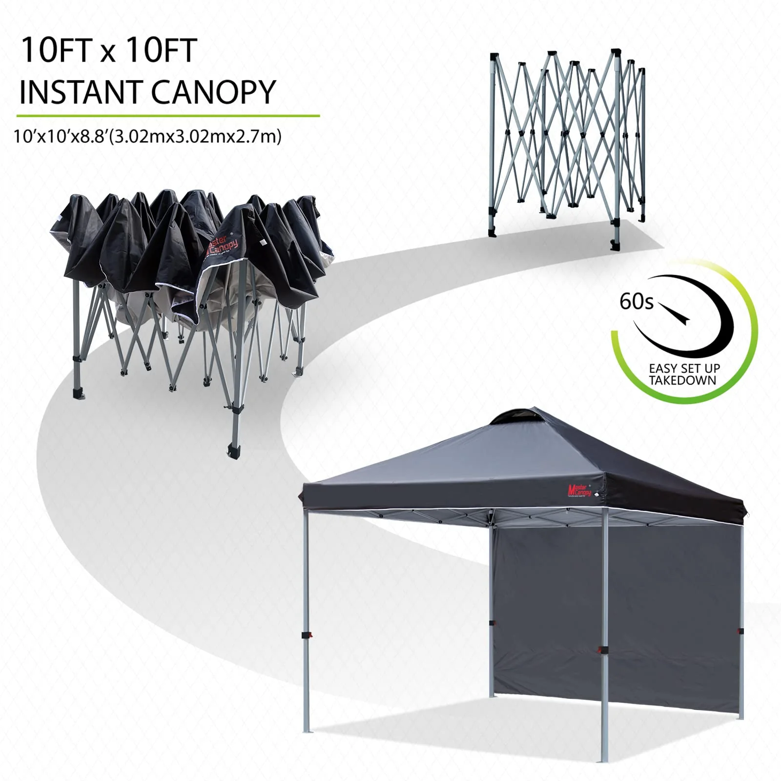 MASTERCANOPY Durable Pop-up Canopy Tent with 1 Sidewall