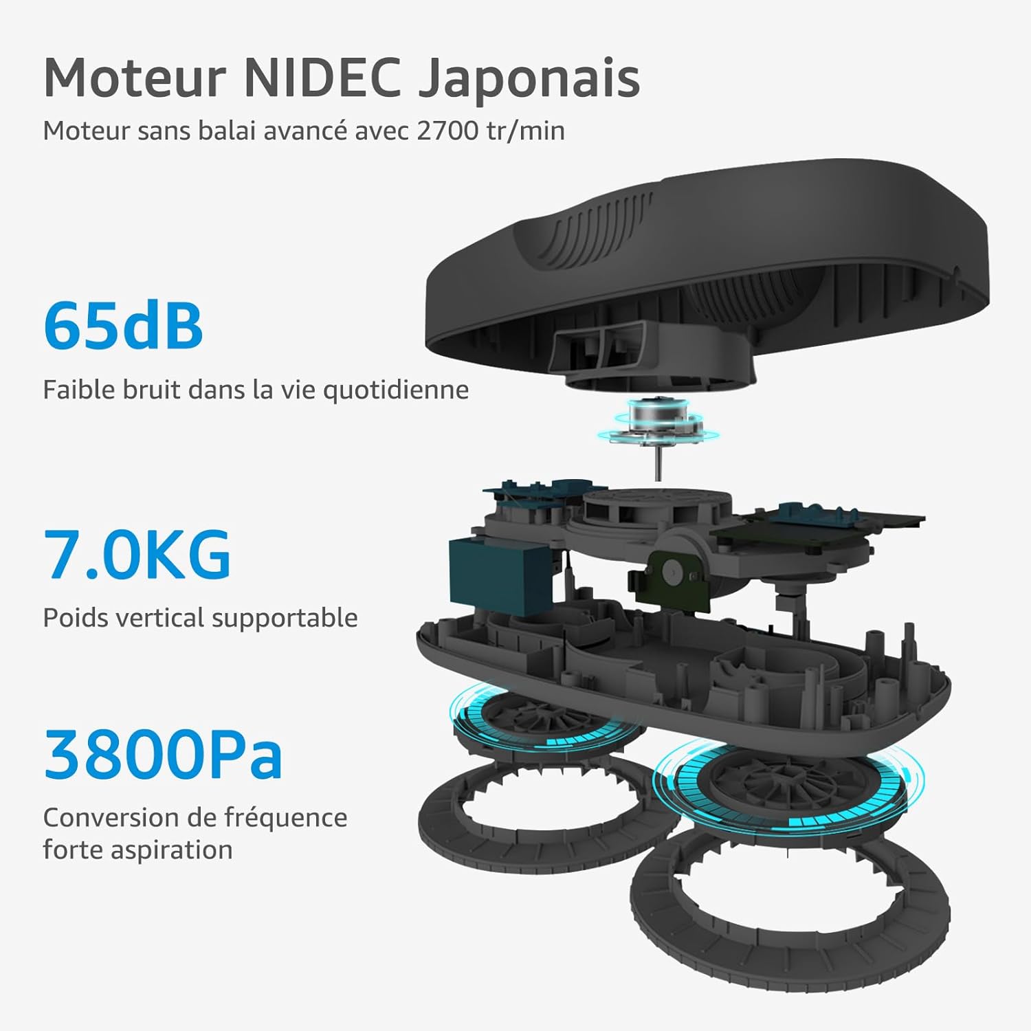 HUTT DDC55 Robot Nettoyeur Vitre, Robot Laveur de Vitre Automatique, Système de Sécurité, Navigation Intelligente, Télécommandé, pour Toutes Les Surfaces Lisses, avec 12 Chiffons