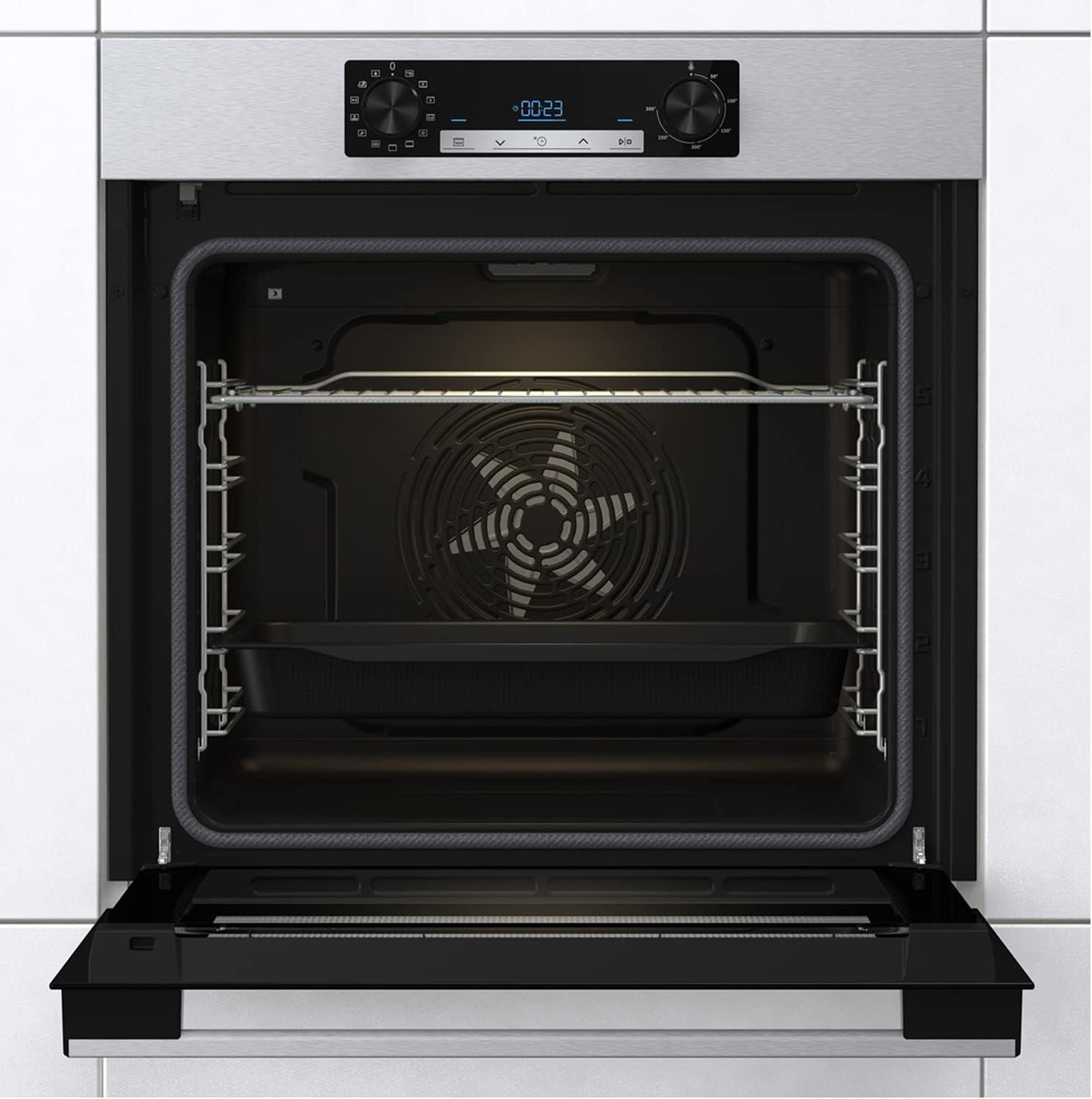 Hisense BI64211PX Four multifonction - Cavité XXL de 77L, Pyrolyse, 13 Fonctions, Fonction Pizza 300°C, AirFry, Affichage LED, Inox, Classe A+