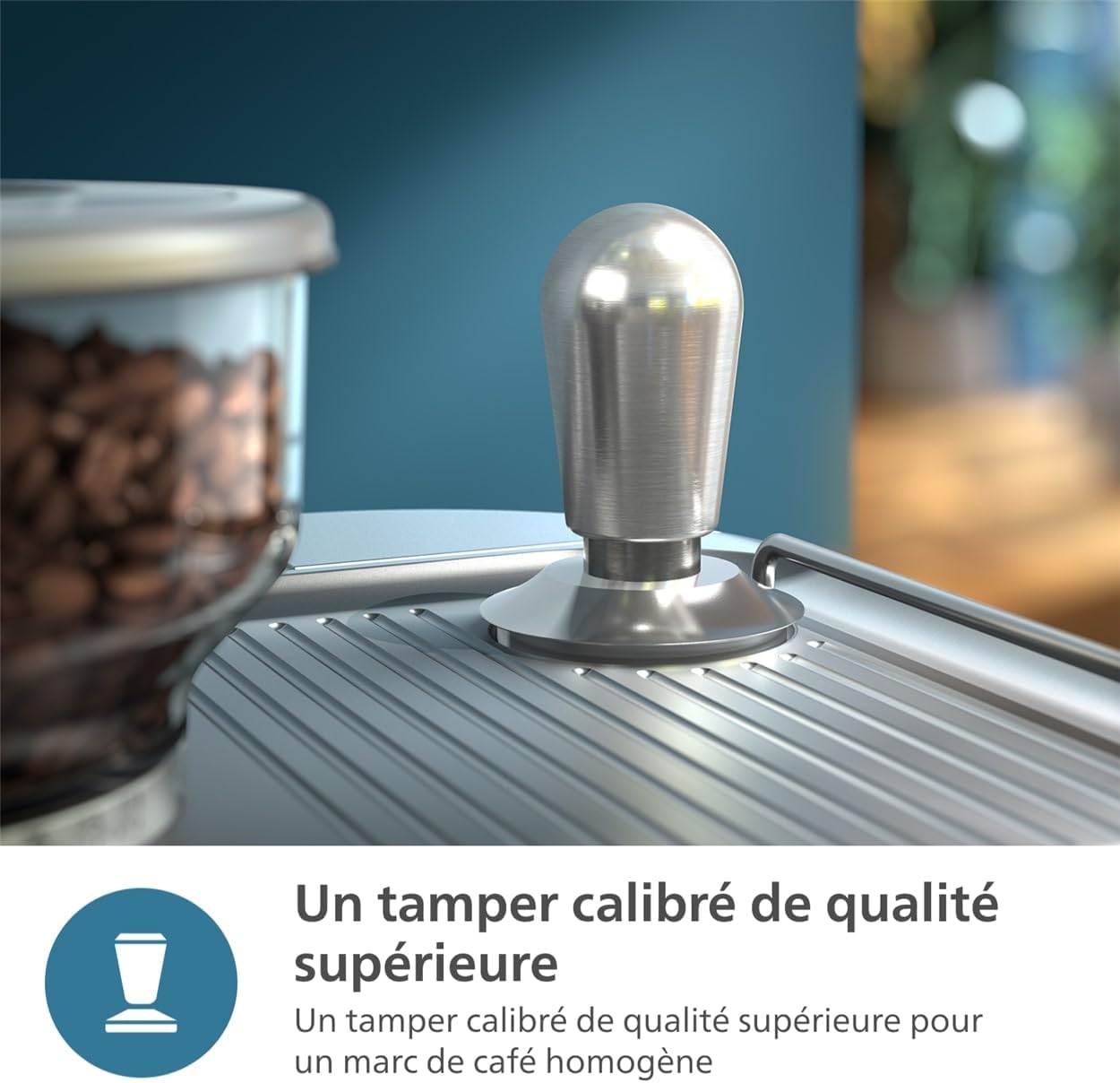 Philips Barista Brew Machine à Espresso Semi Automatique - Espresso simple et double + bouton Americano, réservoir à grains de 250g, guidage intuitif, tassage calibré, métal argenté (PSA3218/01)